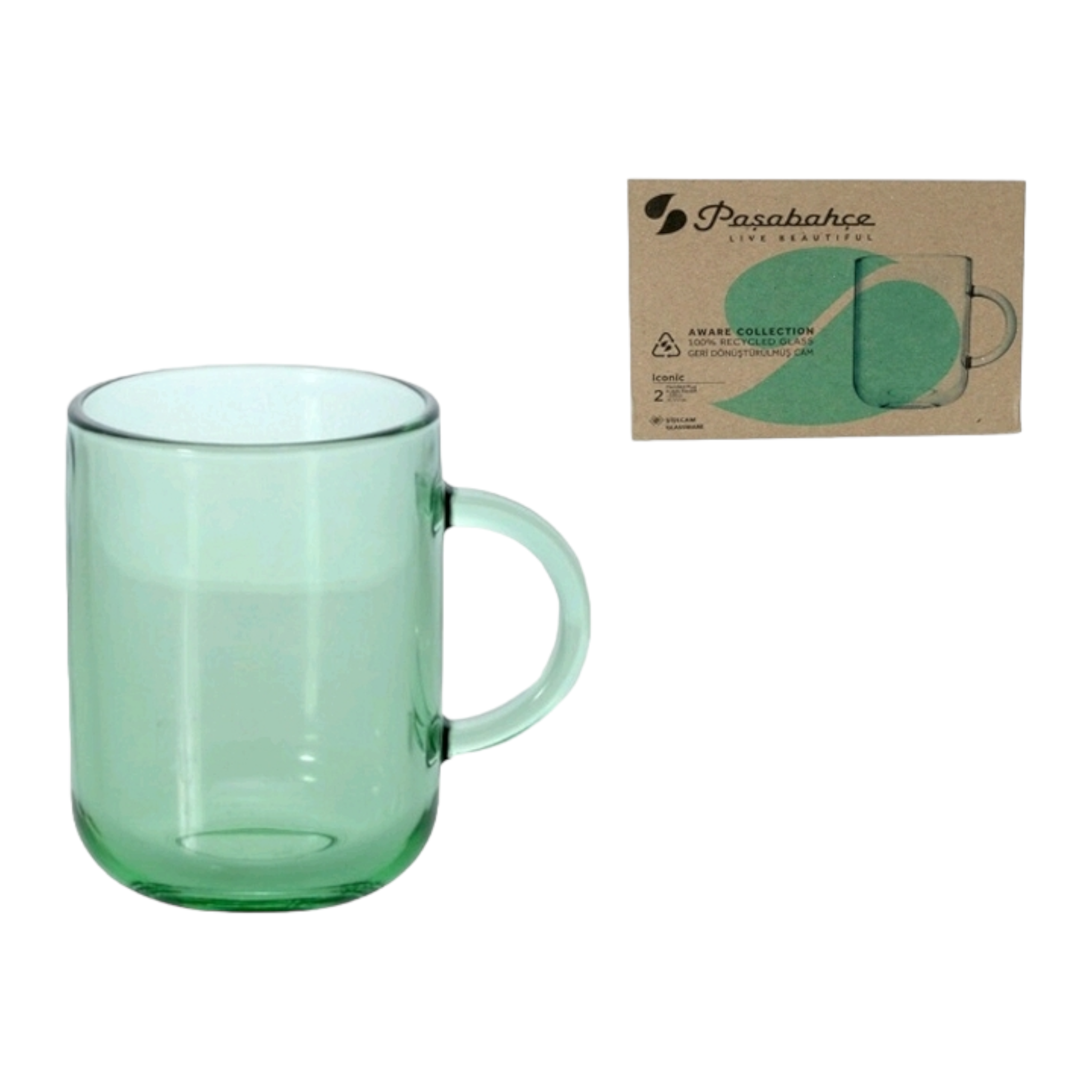 Pasabahce Iconic Glass Coffee Mug Recycle 330ml 2pcs 23102