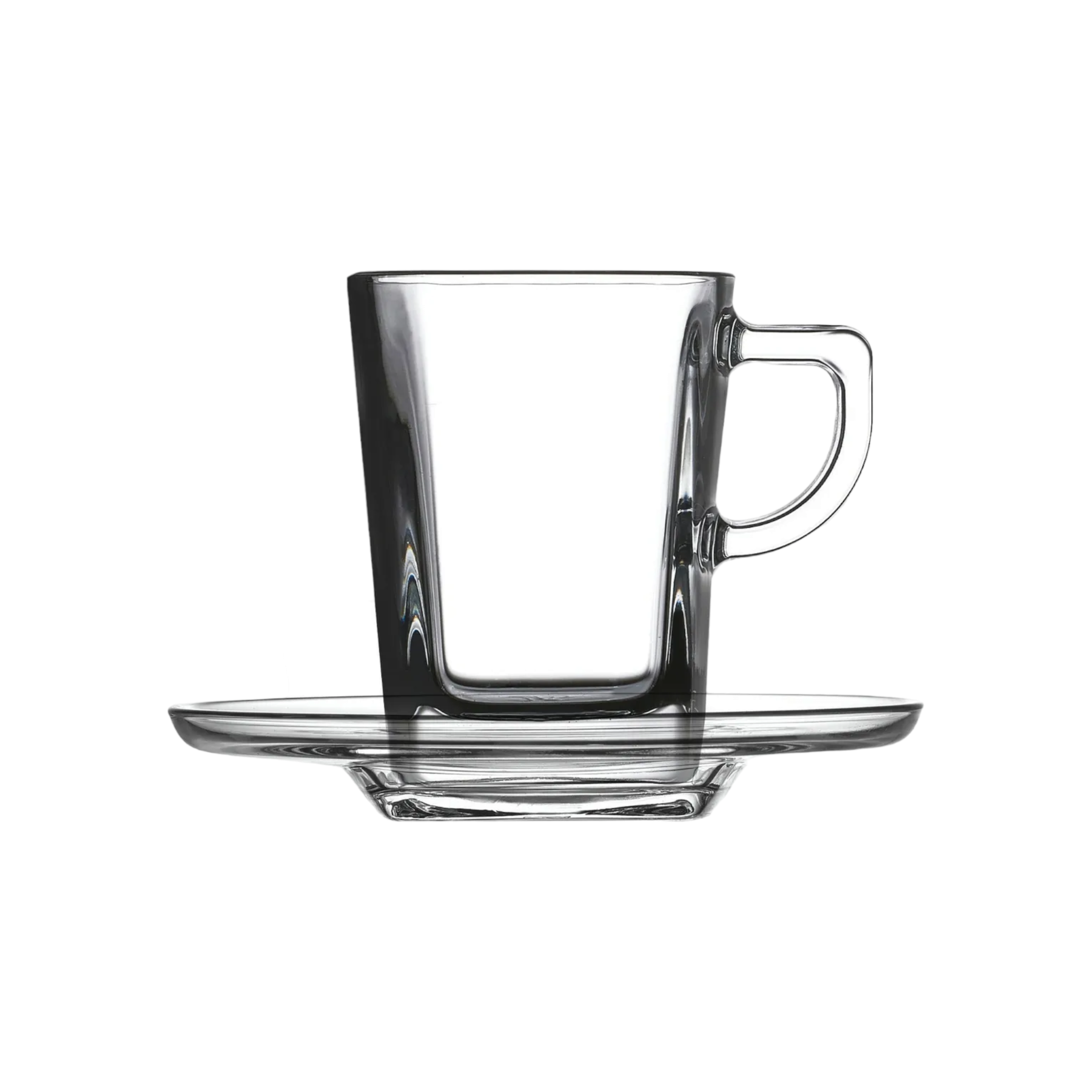 Pasabahce Carre Glass Espresso Cofee Cup 72ml and Saucer 6pcs  23212
