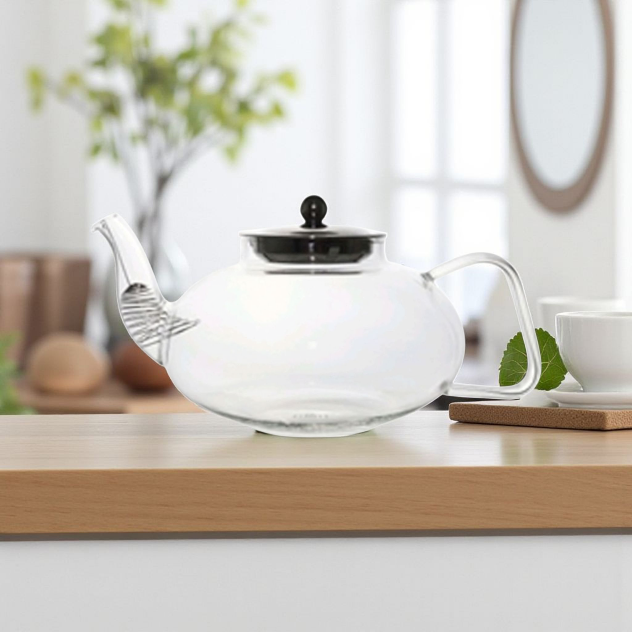 Barista Glass Teapot Single Wall with Silver Lid 1.2L 10252