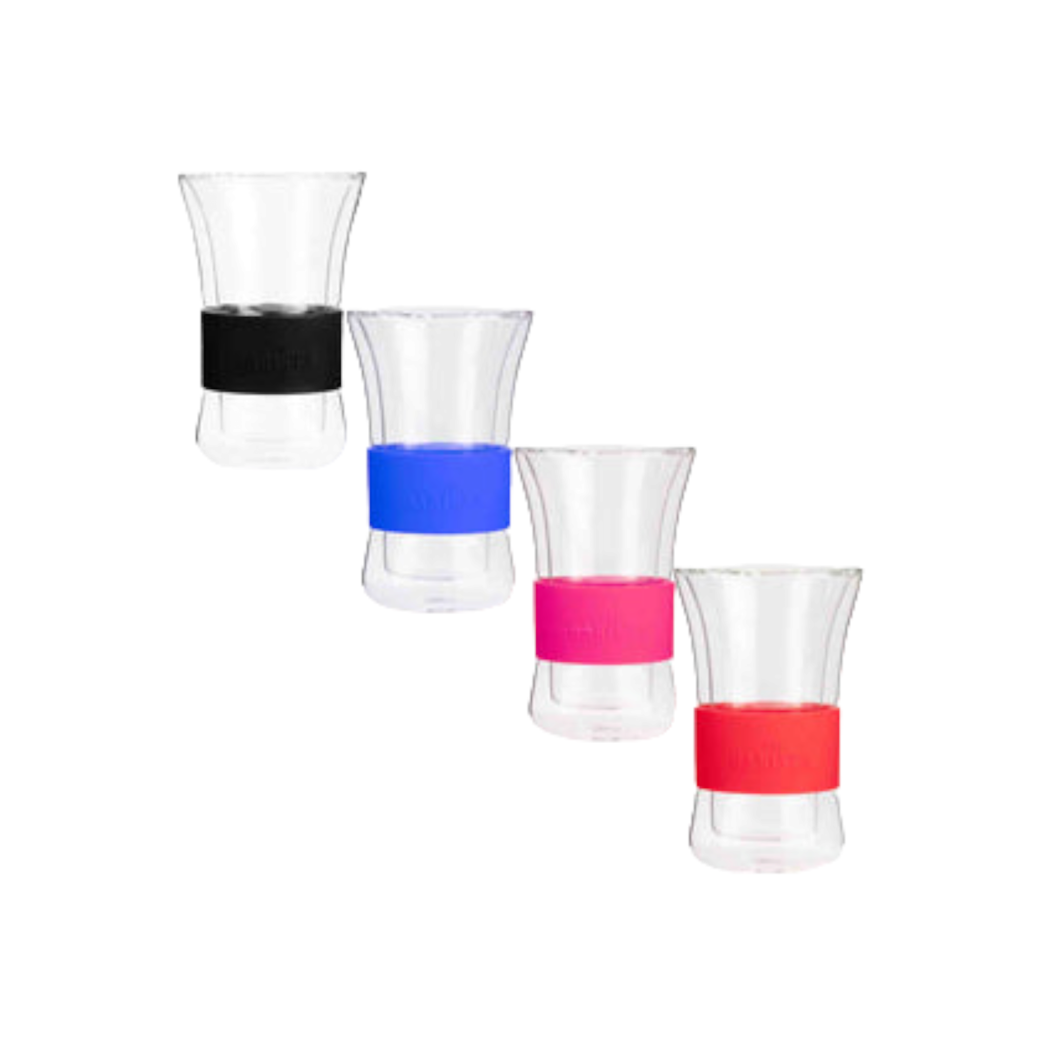 Barista Double Wall Café Cup 250ml with Color Silicone Grip 4pcs 11850A
