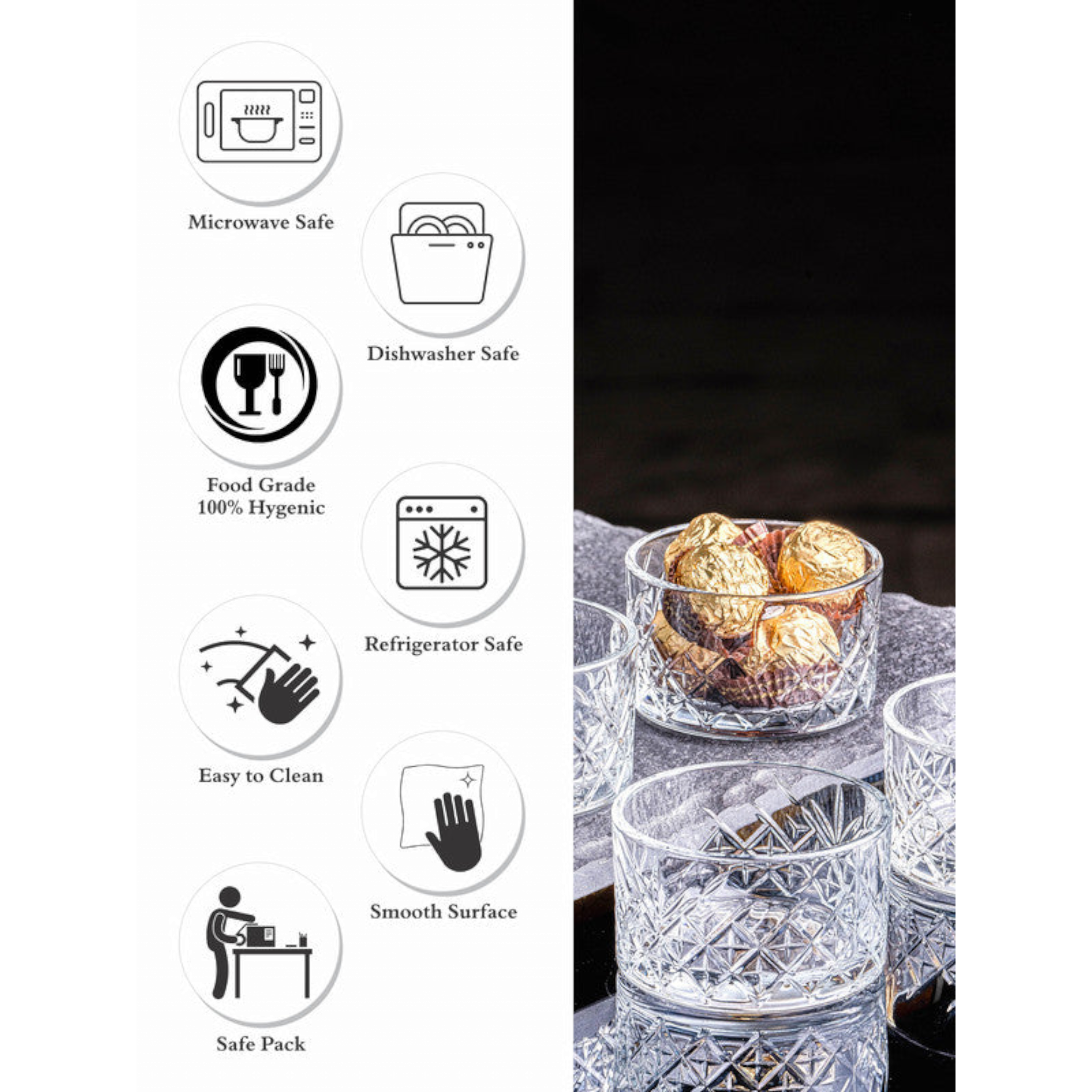 Pasabahce Timeless Glass Ice Cream Dessert Bowl 225ml 4pack 24225