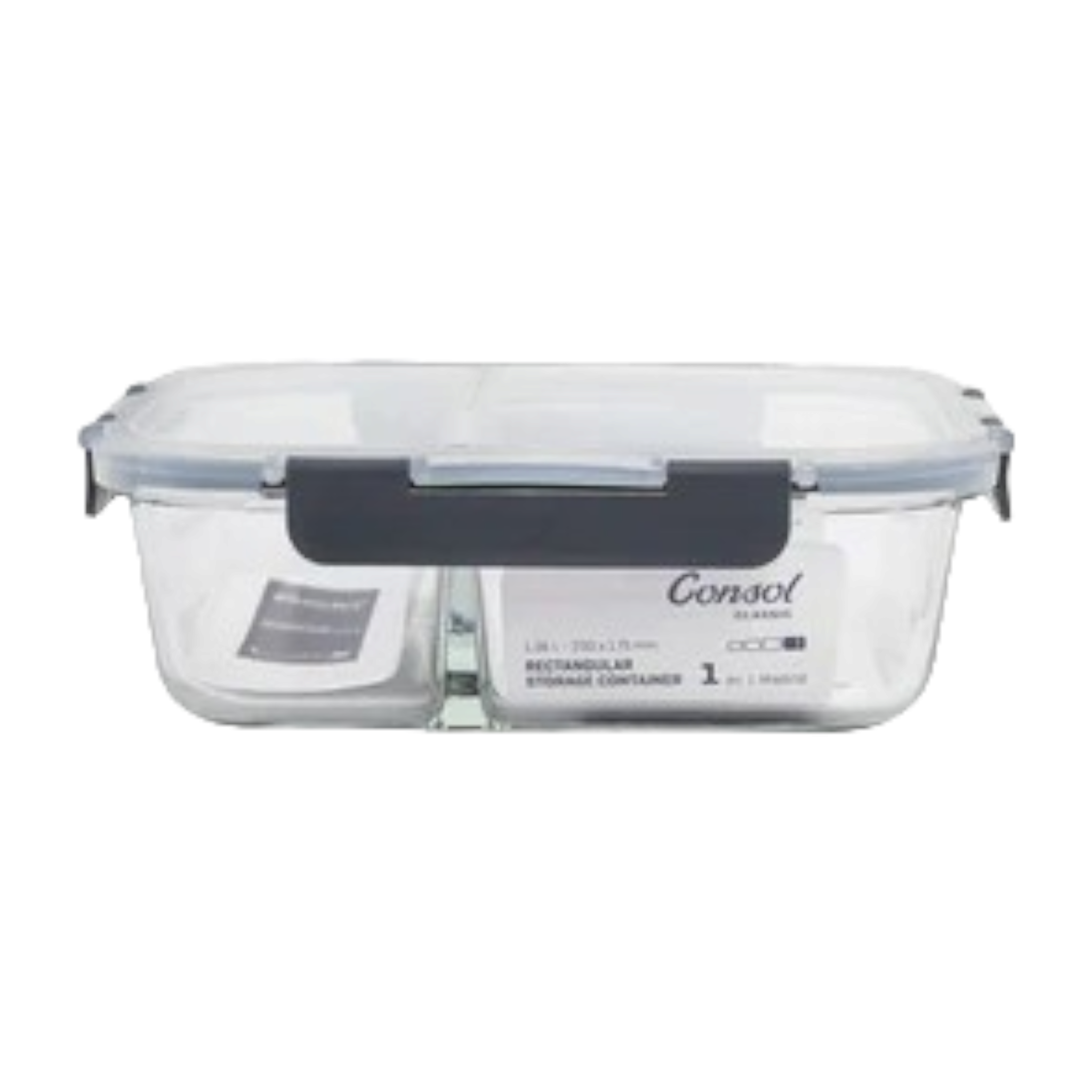 Consol Madrid 2 Division Storage Container with Clip on Lid 1.36L 17173