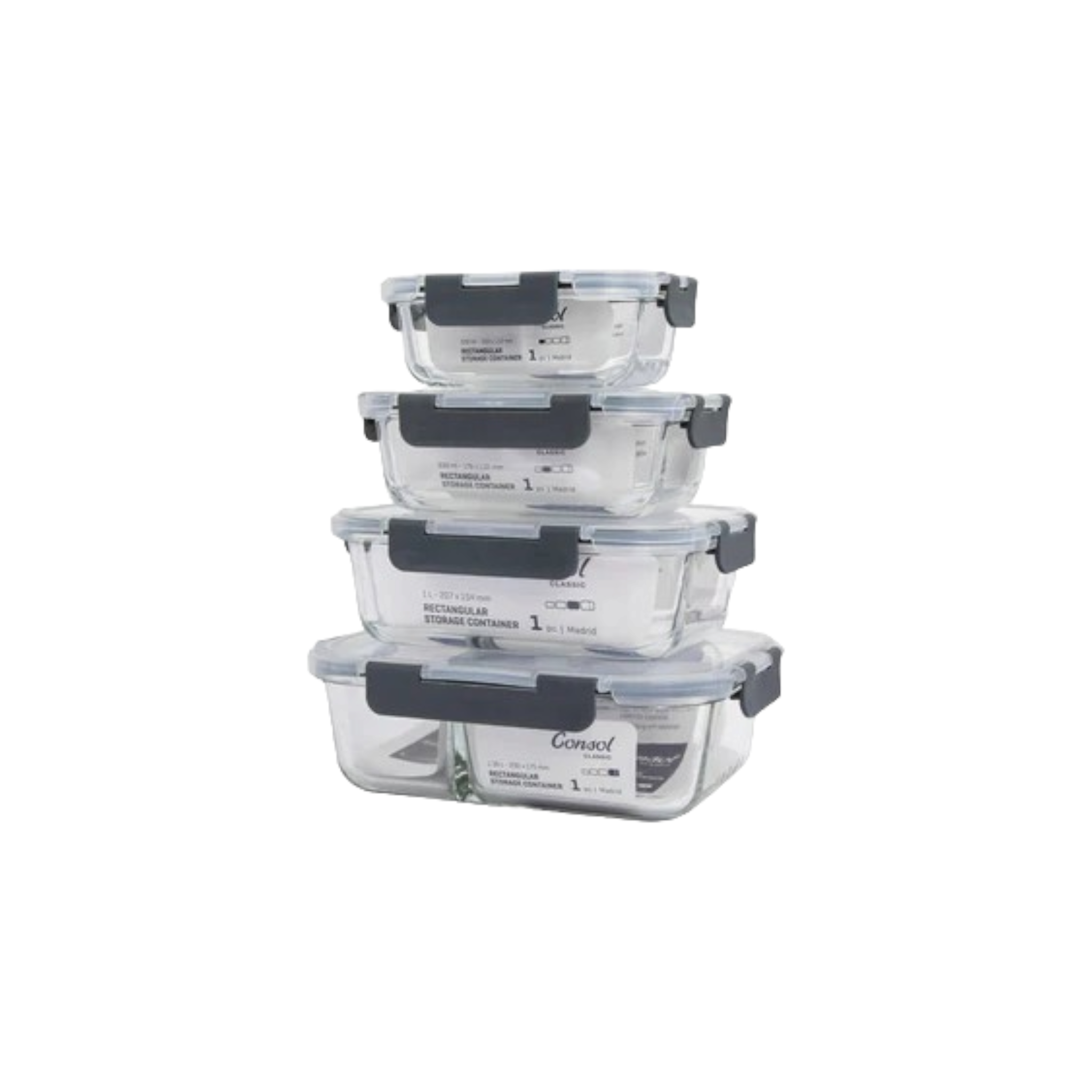 Consol Madrid 2 Division Storage Container with Clip on Lid 1.36L 17173