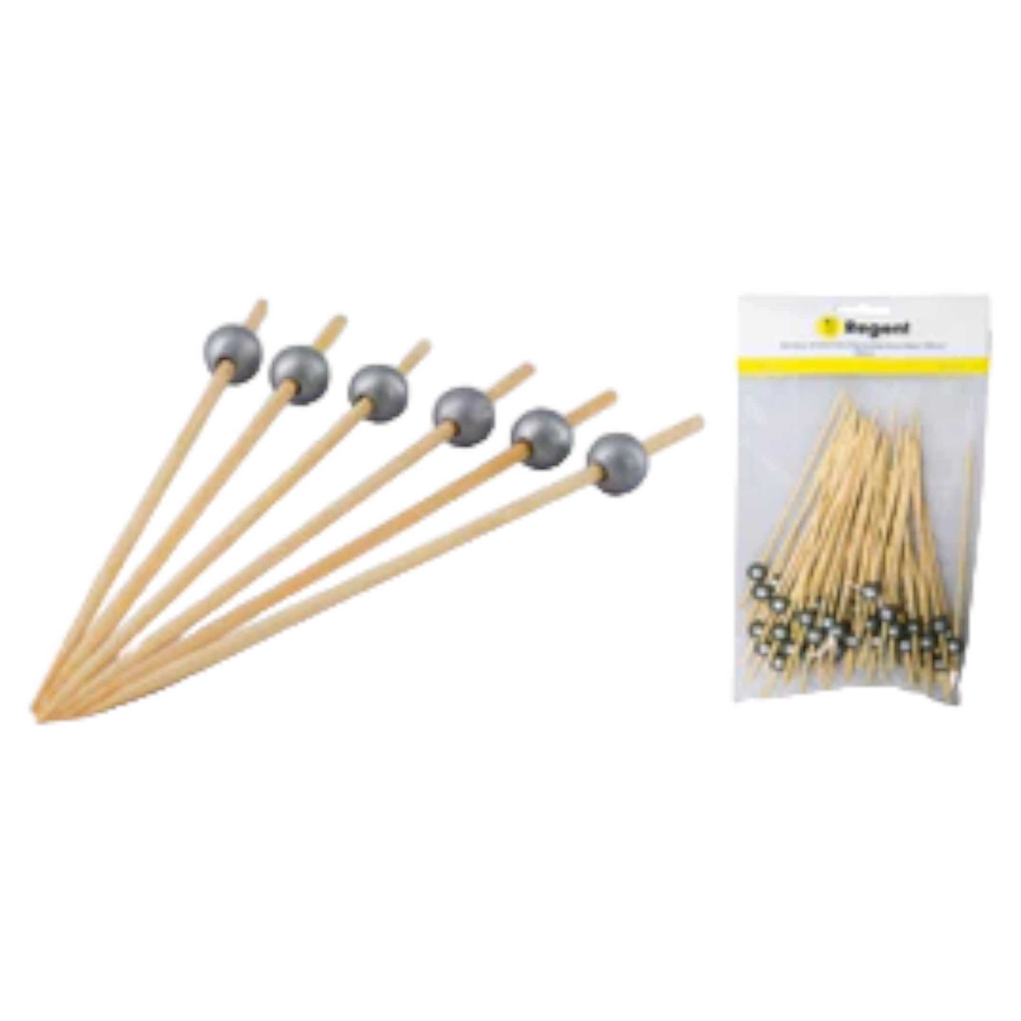 Regent Bamboo Disposable Picks with Silver Bead 150mm 50pack 35136