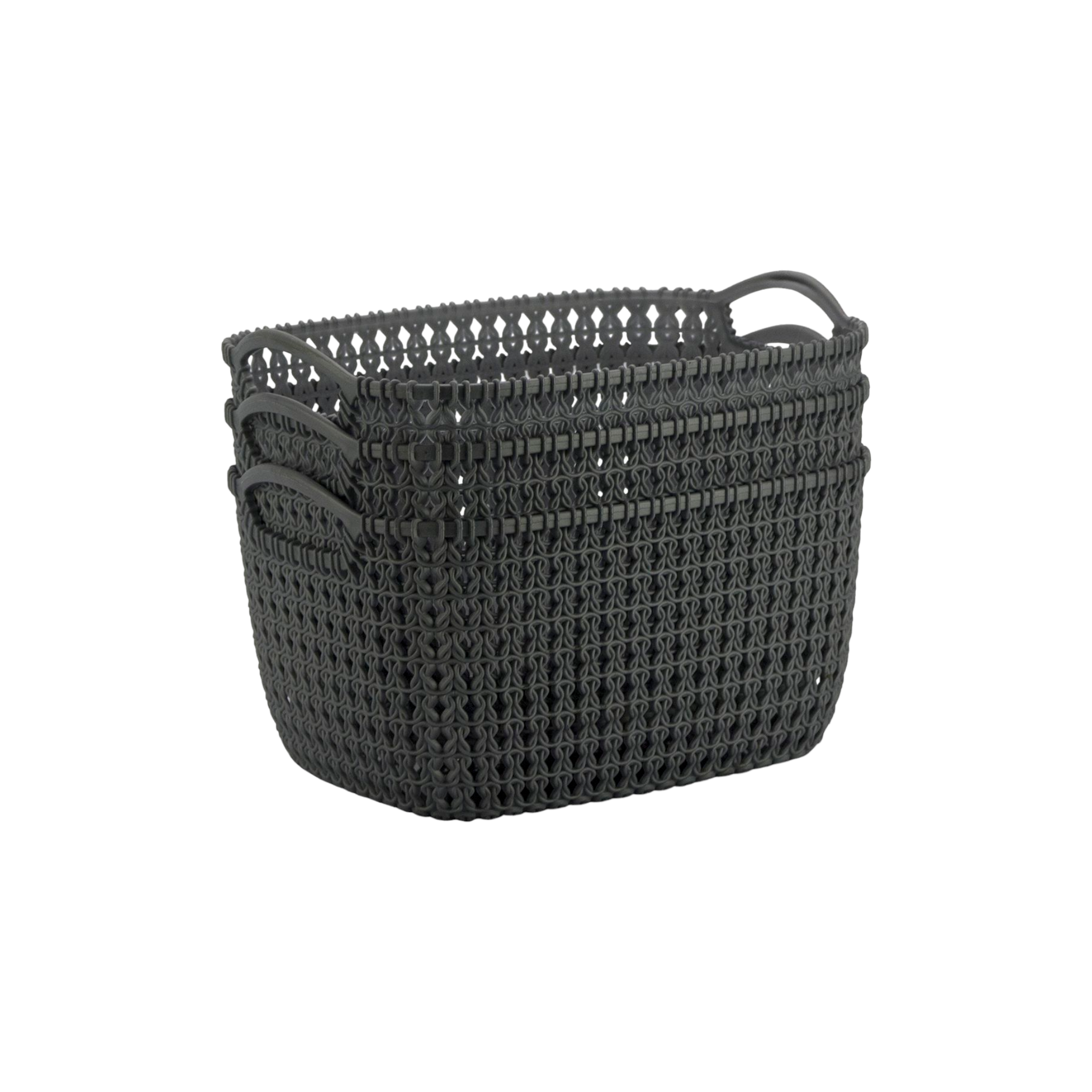 Plastic Storage Basket Knitted with Carry Handle