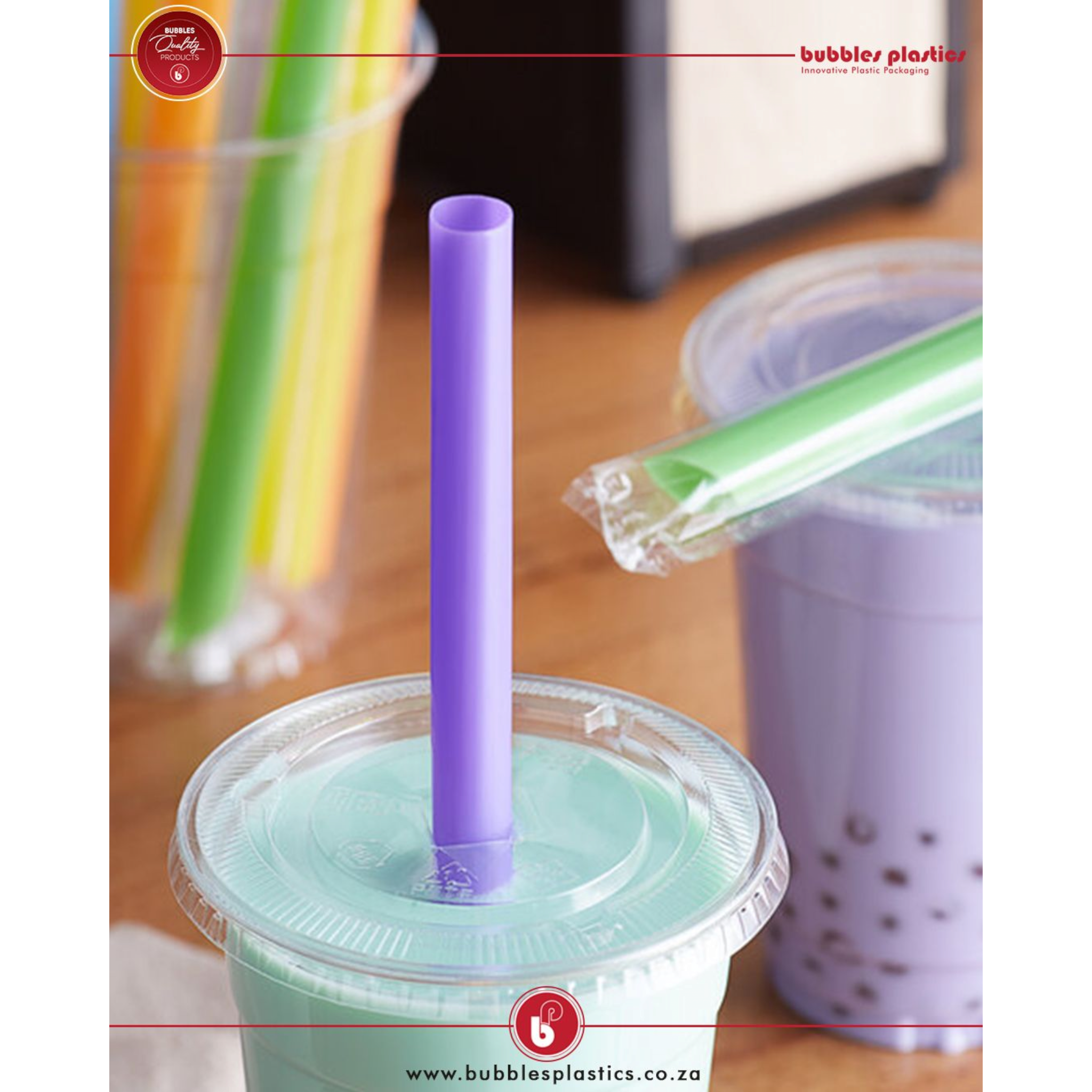 Bubble Tea Smoothie Milkshake Straws 12mm Wrapped 100pack