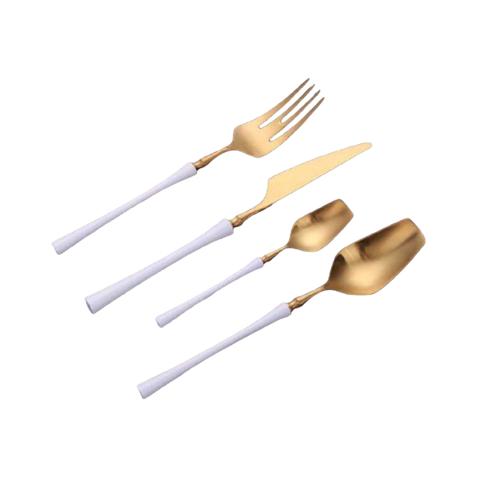 Cutlery Set Stainless Steel White Gold 4pc Set