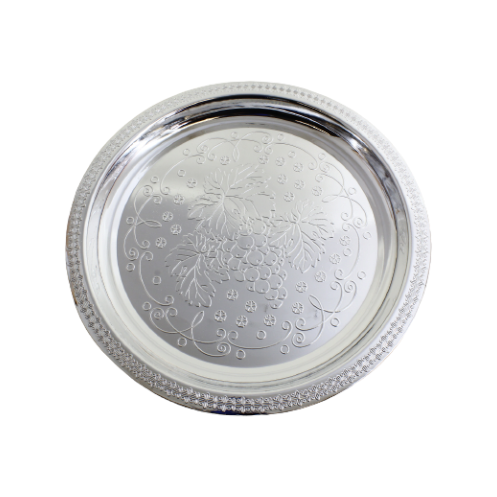 Plastic Serving Tray Round Silver 40 x 3.5cm XP1249