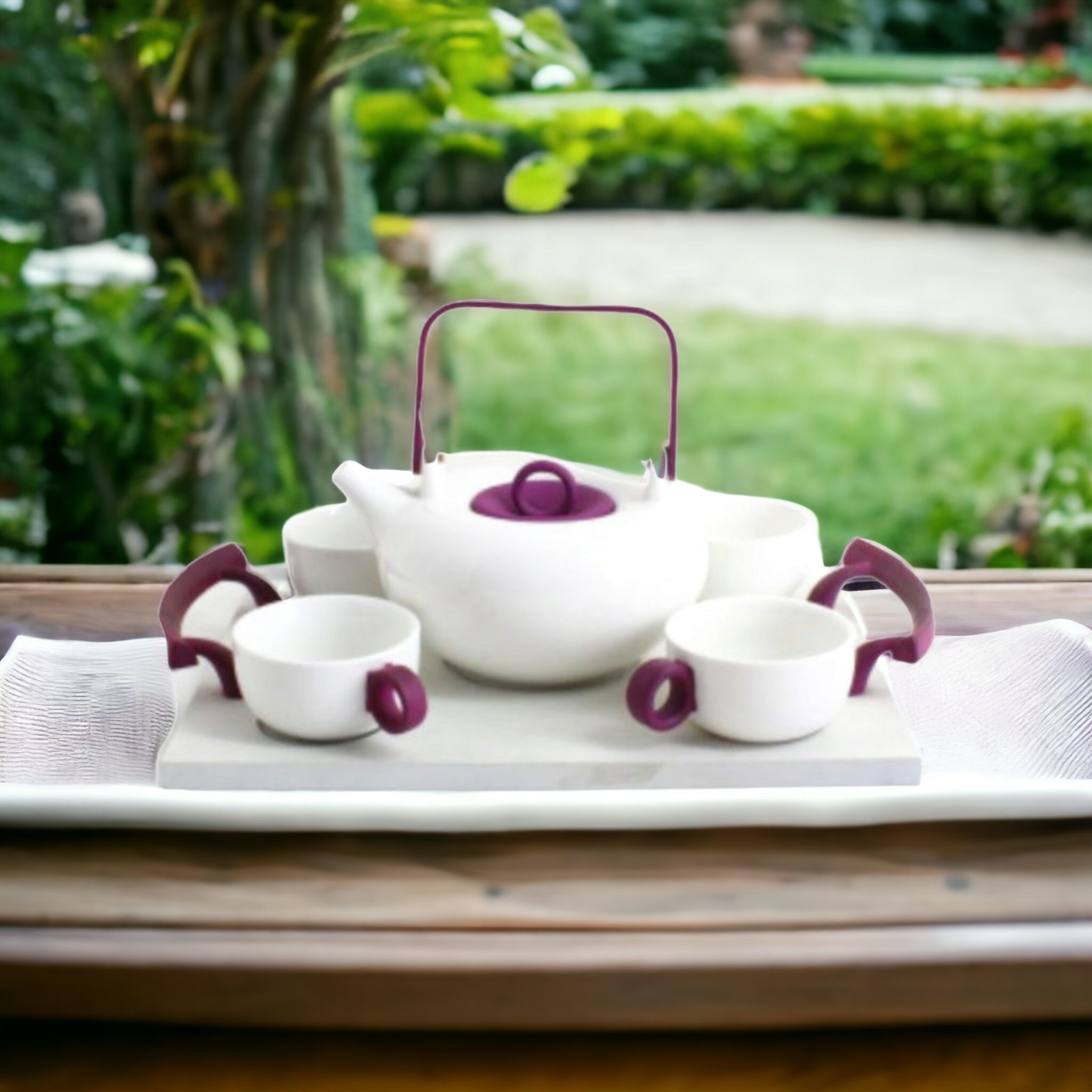 Ceramic Tea and Coffee Set Purple 6pc XTS04