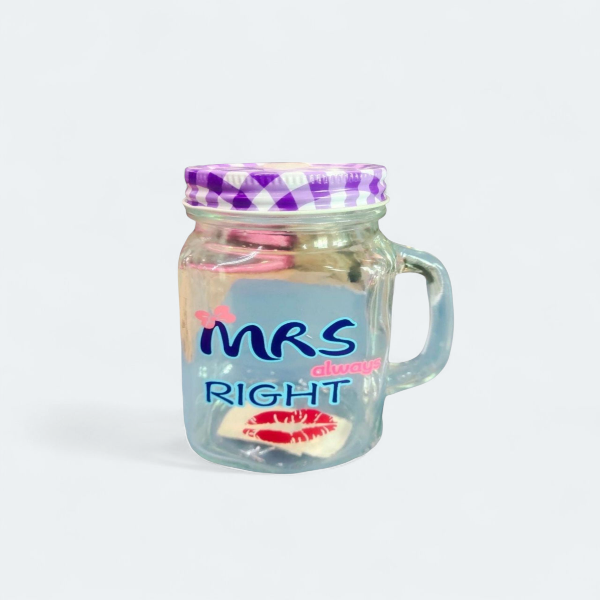 Glass Mason Jar - Mrs.Right Patterned