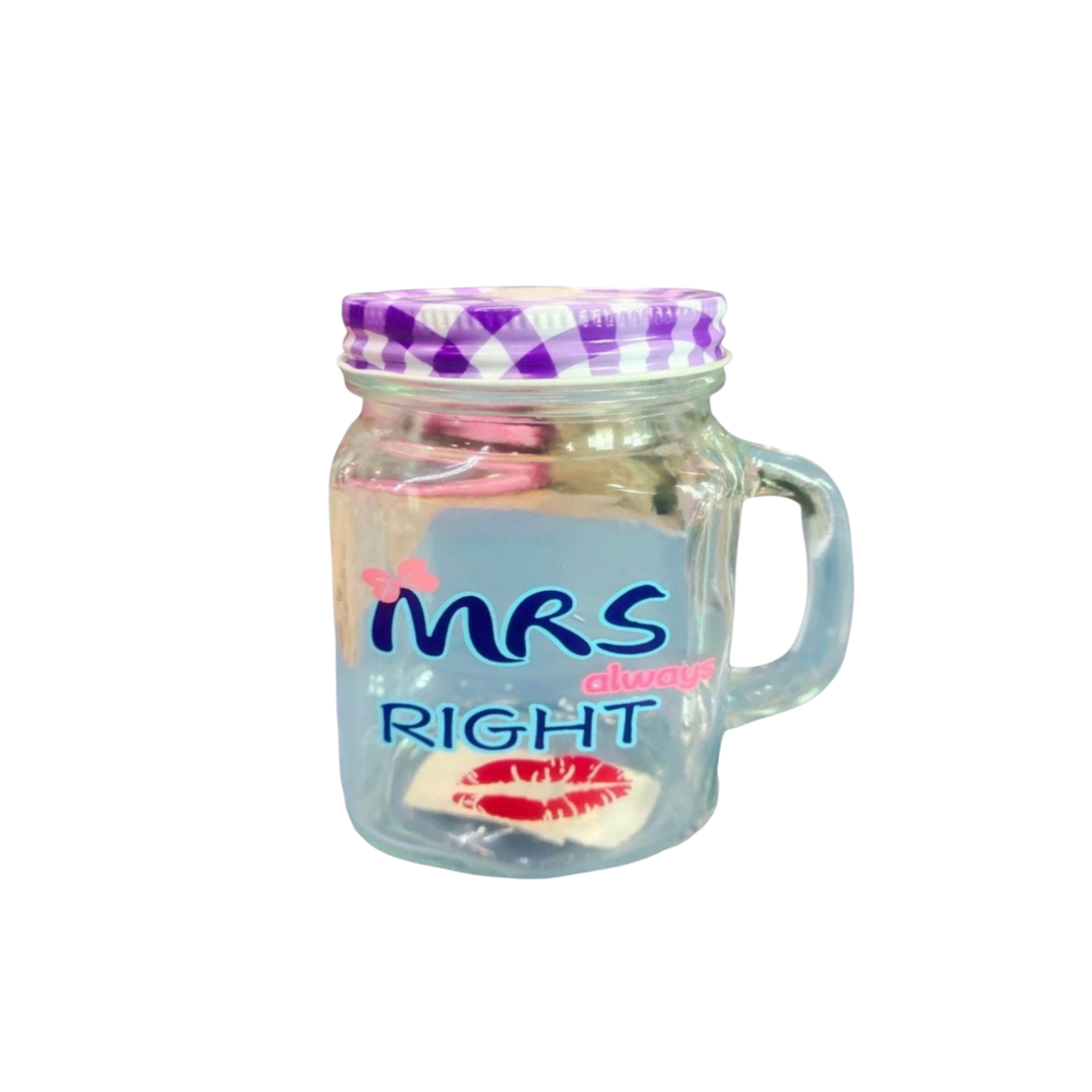 Glass Mason Jar - Mrs.Right Patterned