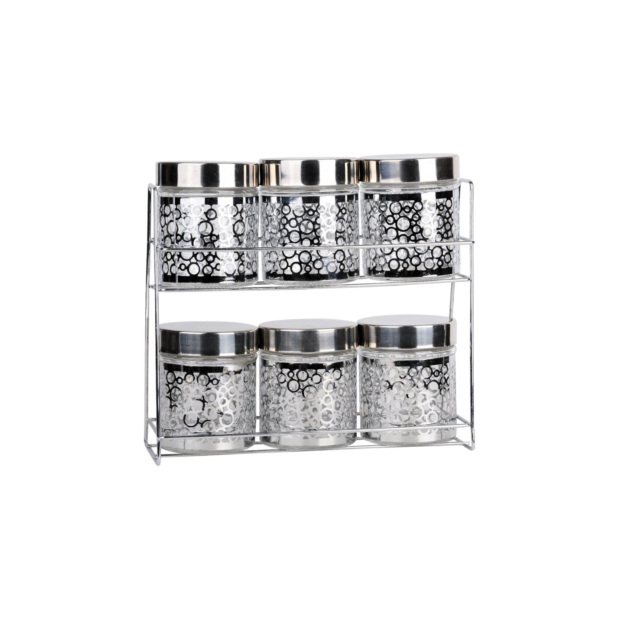 Glass Storage 6pc Canister Set with Stand
