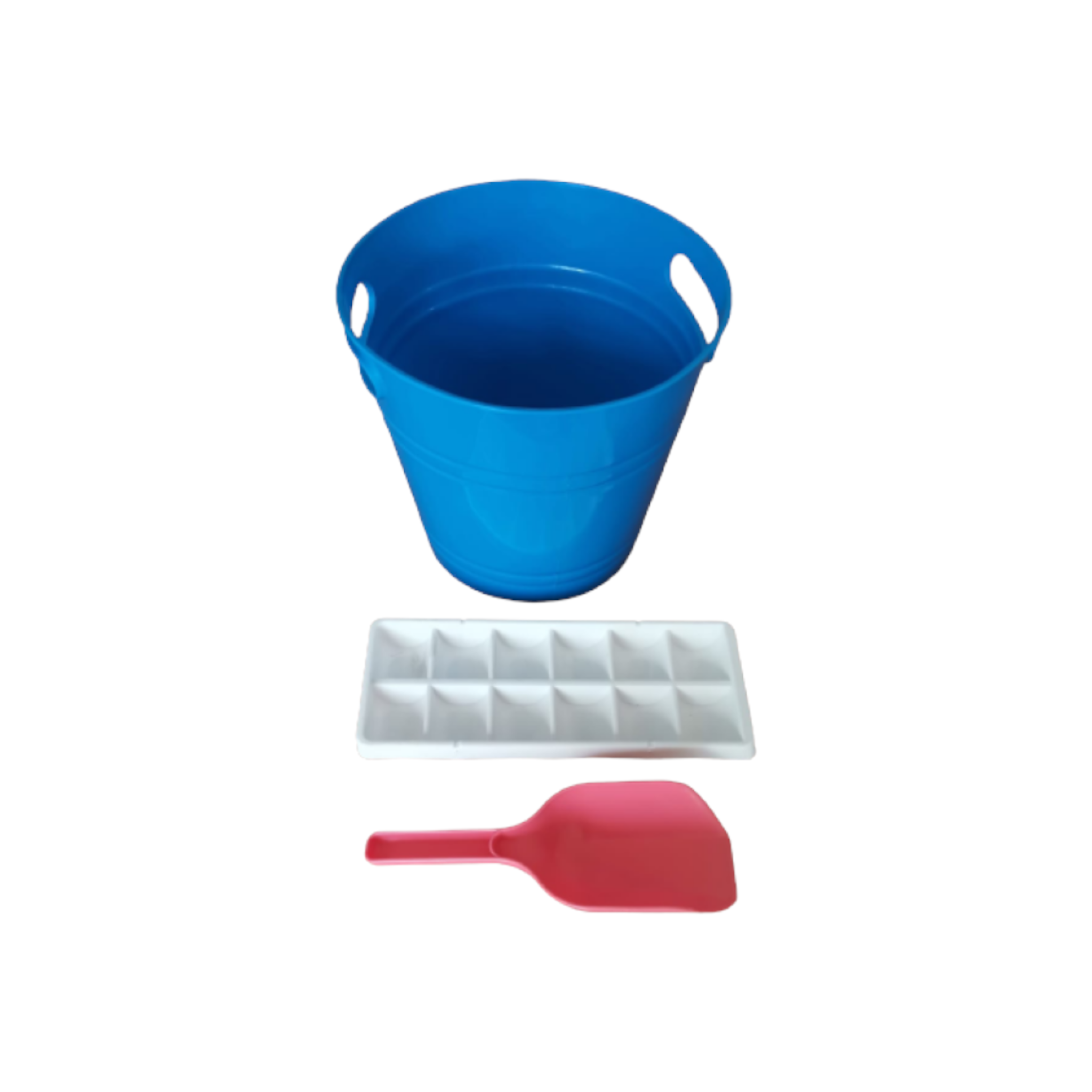 Plastic Bucket Combo with Ice cube Tray and Scoop