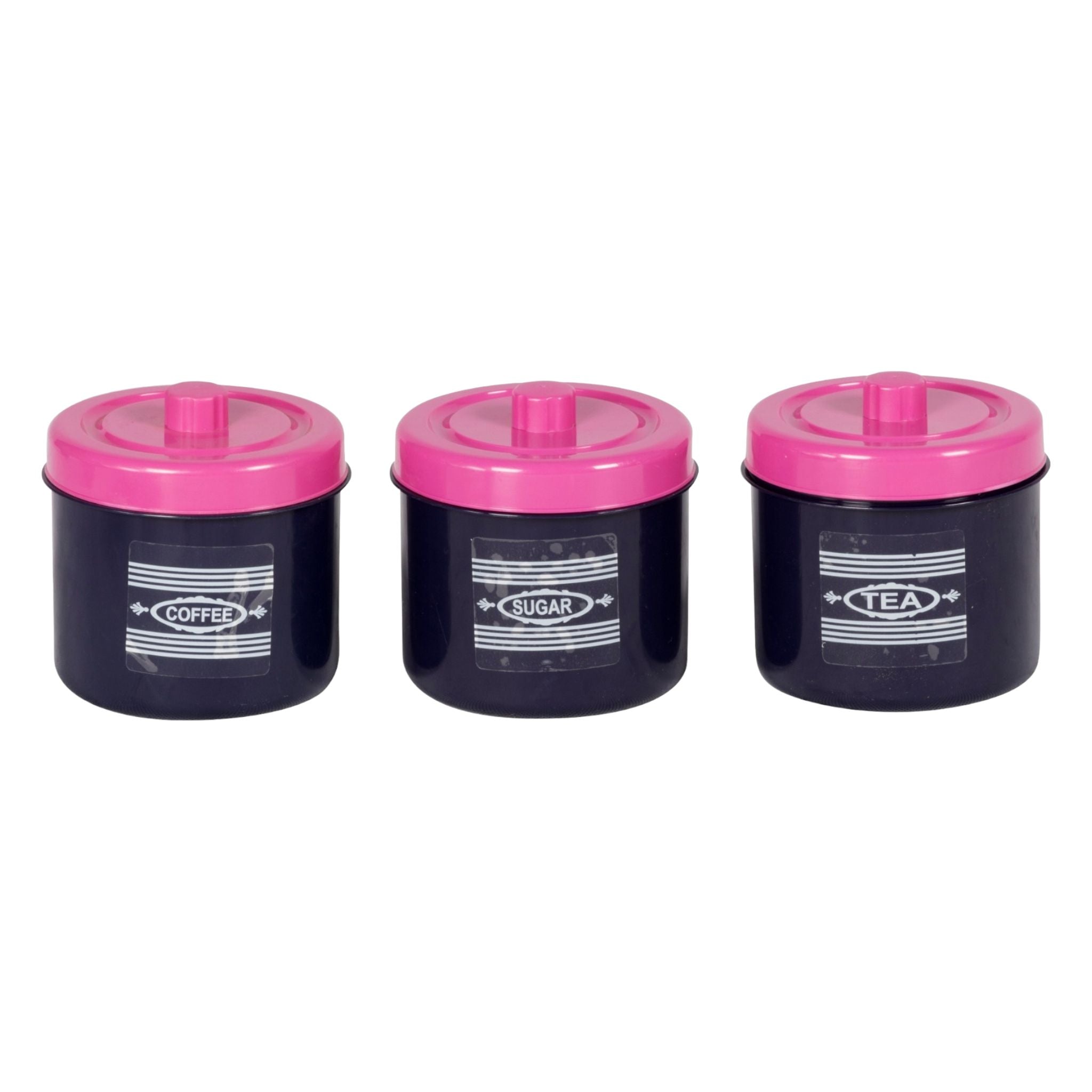 Plastic Canister 3pc Set Tea-Sugar-Coffee Buzz