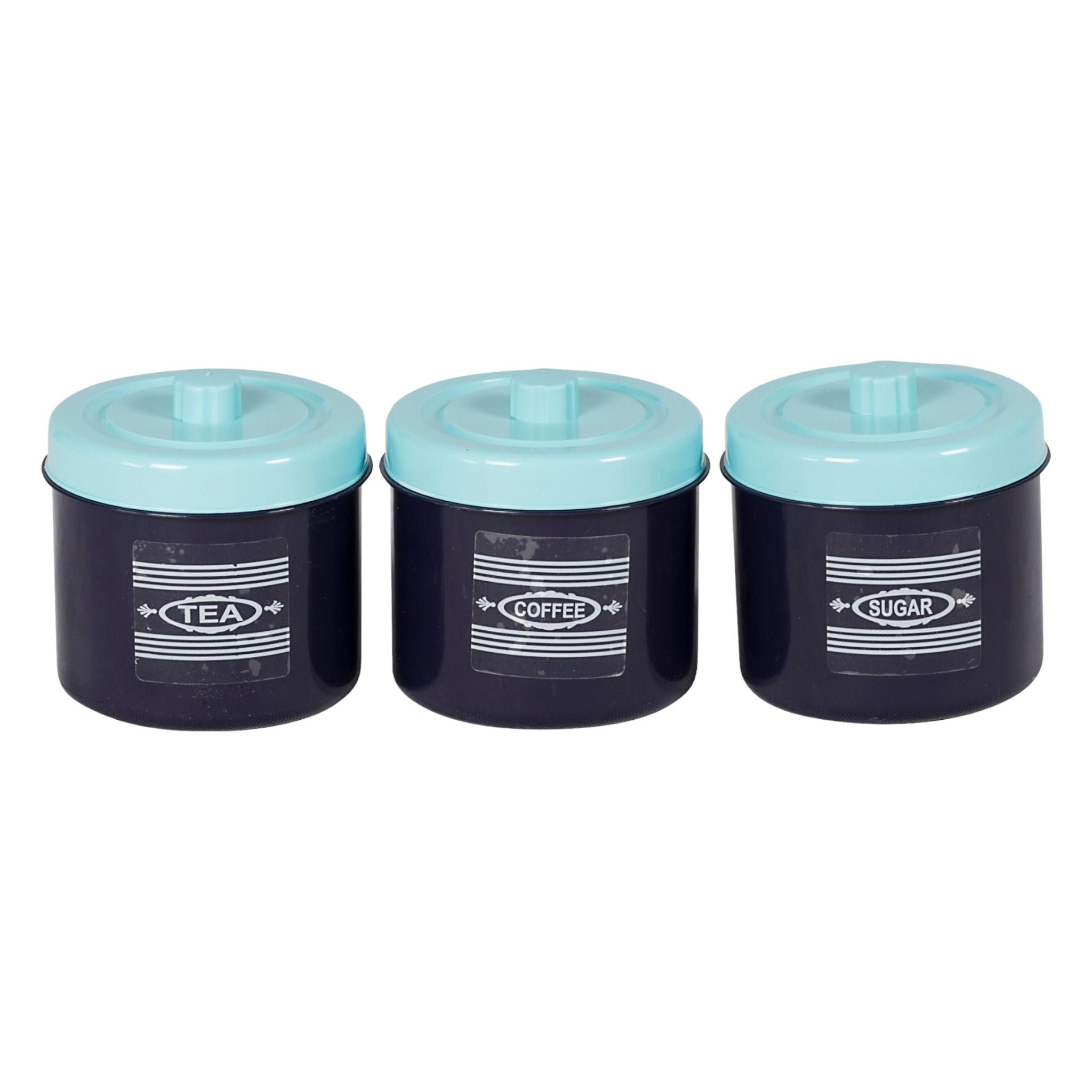 Plastic Canister 3pc Set Tea-Sugar-Coffee Buzz