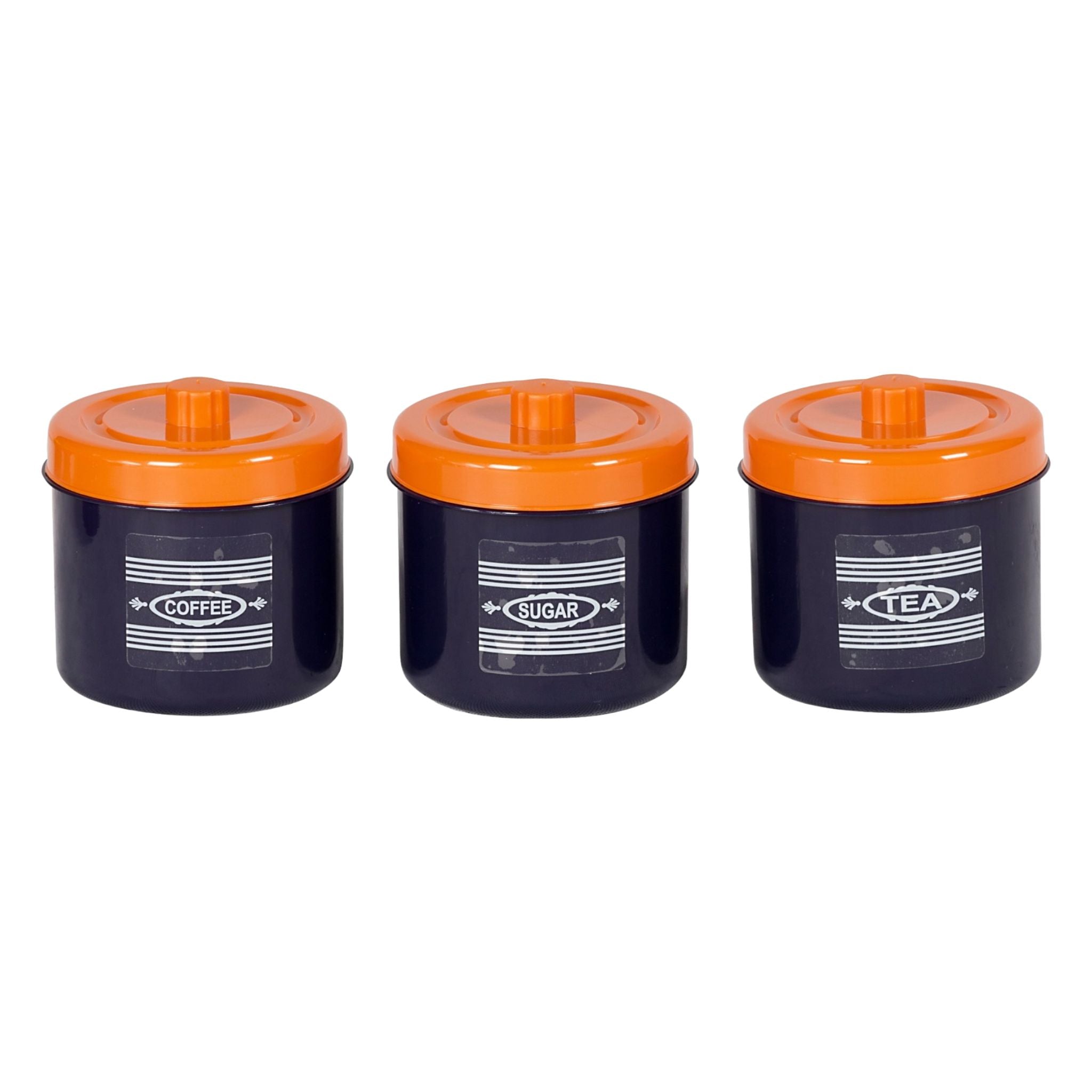 Plastic Canister 3pc Set Tea-Sugar-Coffee Buzz