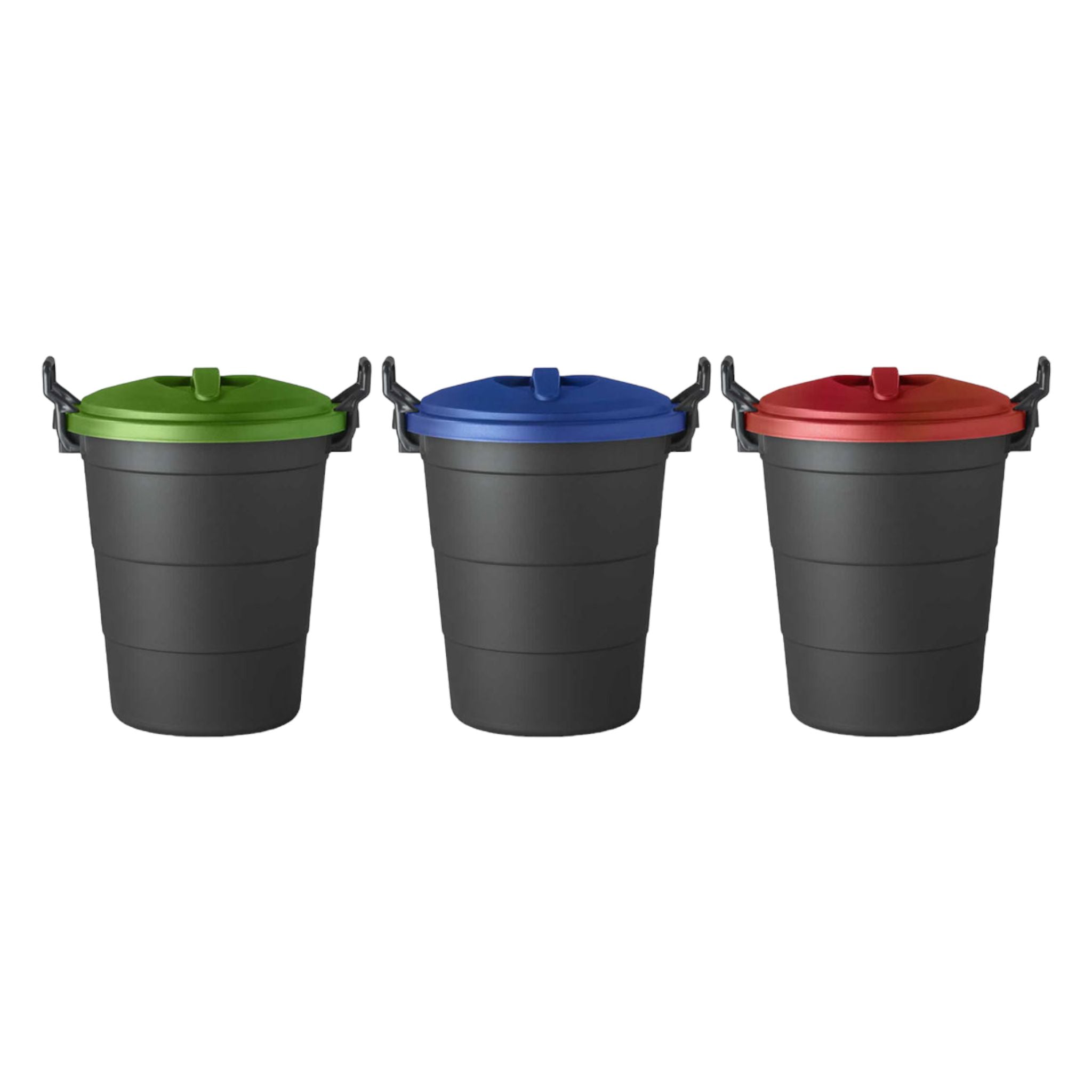 70L Refuse Dustbin Assorted 3pc Set with Lid Buzz