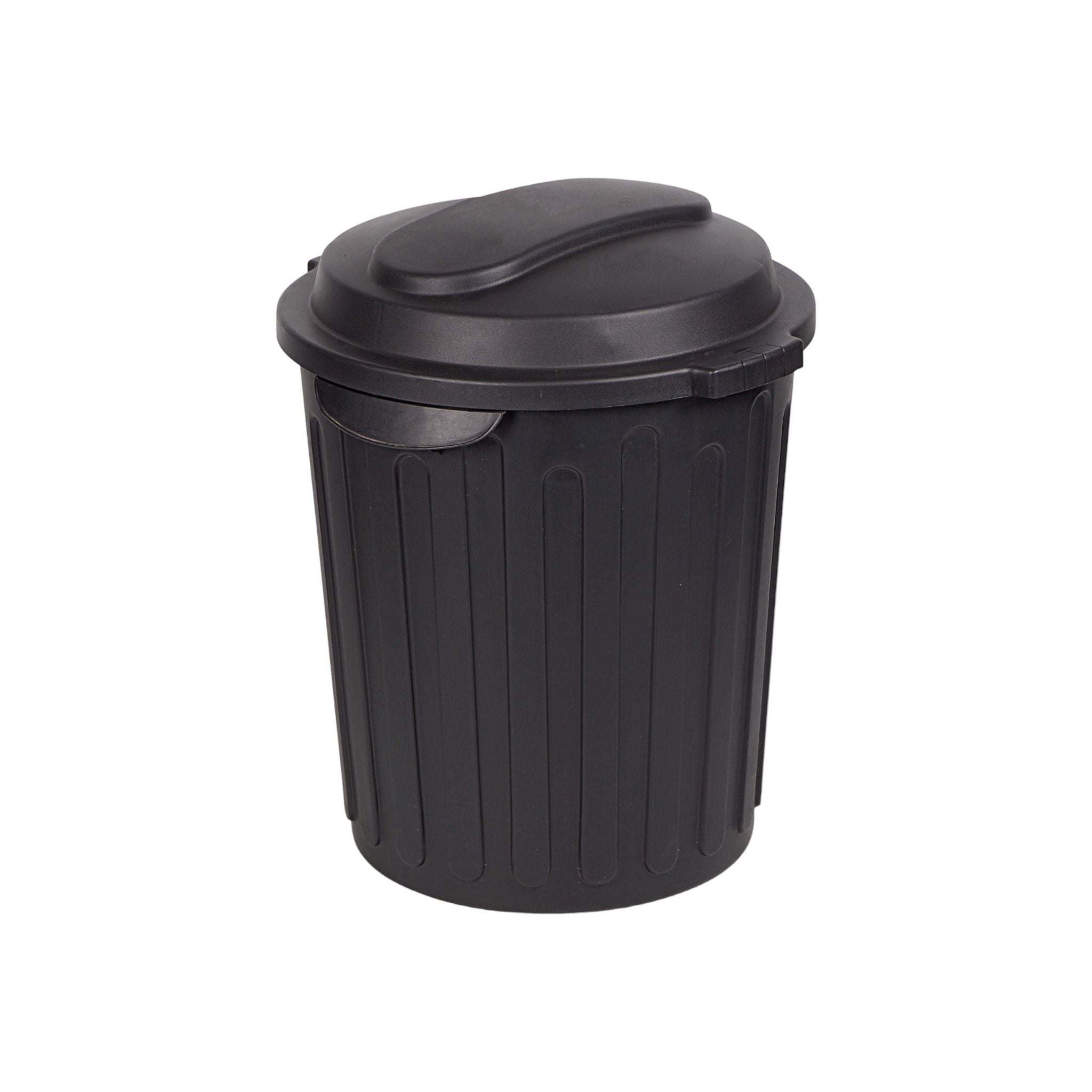 60L Contour Refuse Waste Dustbin with Lid Black Buzz