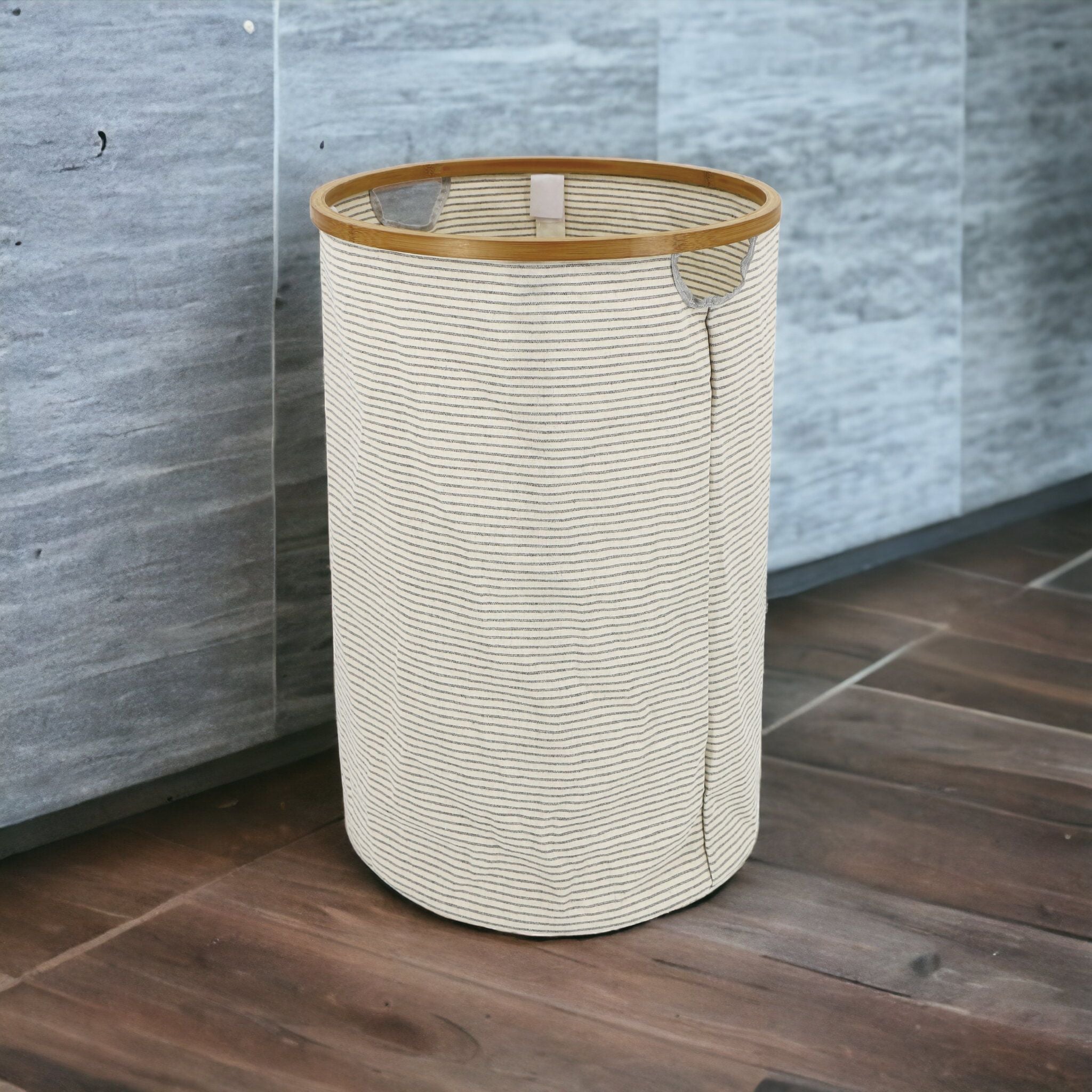 Aqua Fabric Laundry Bin Beige Round 40x40x65cm 24104