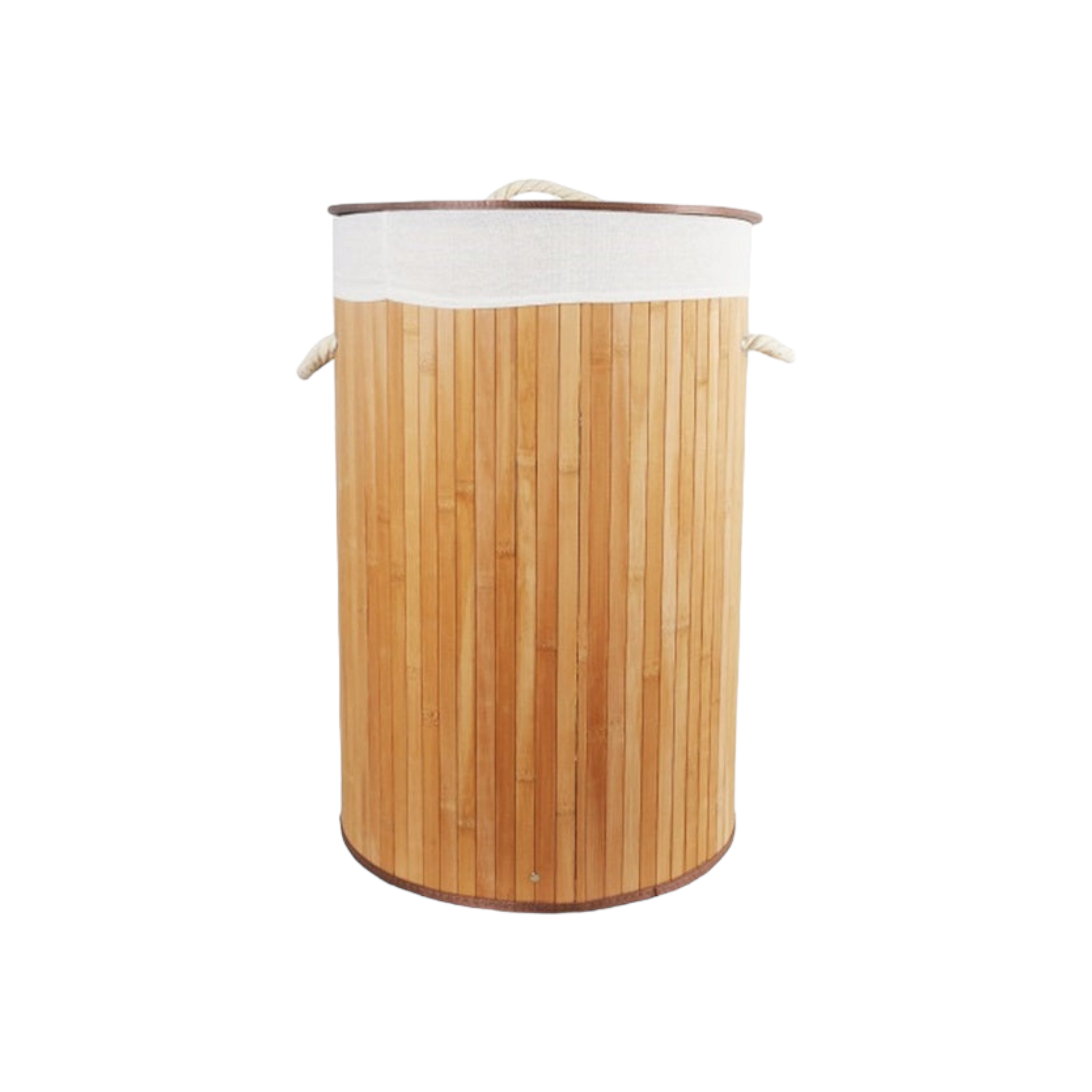 Aqua Bamboo Foldable Laundry Basket Round Natural 15607