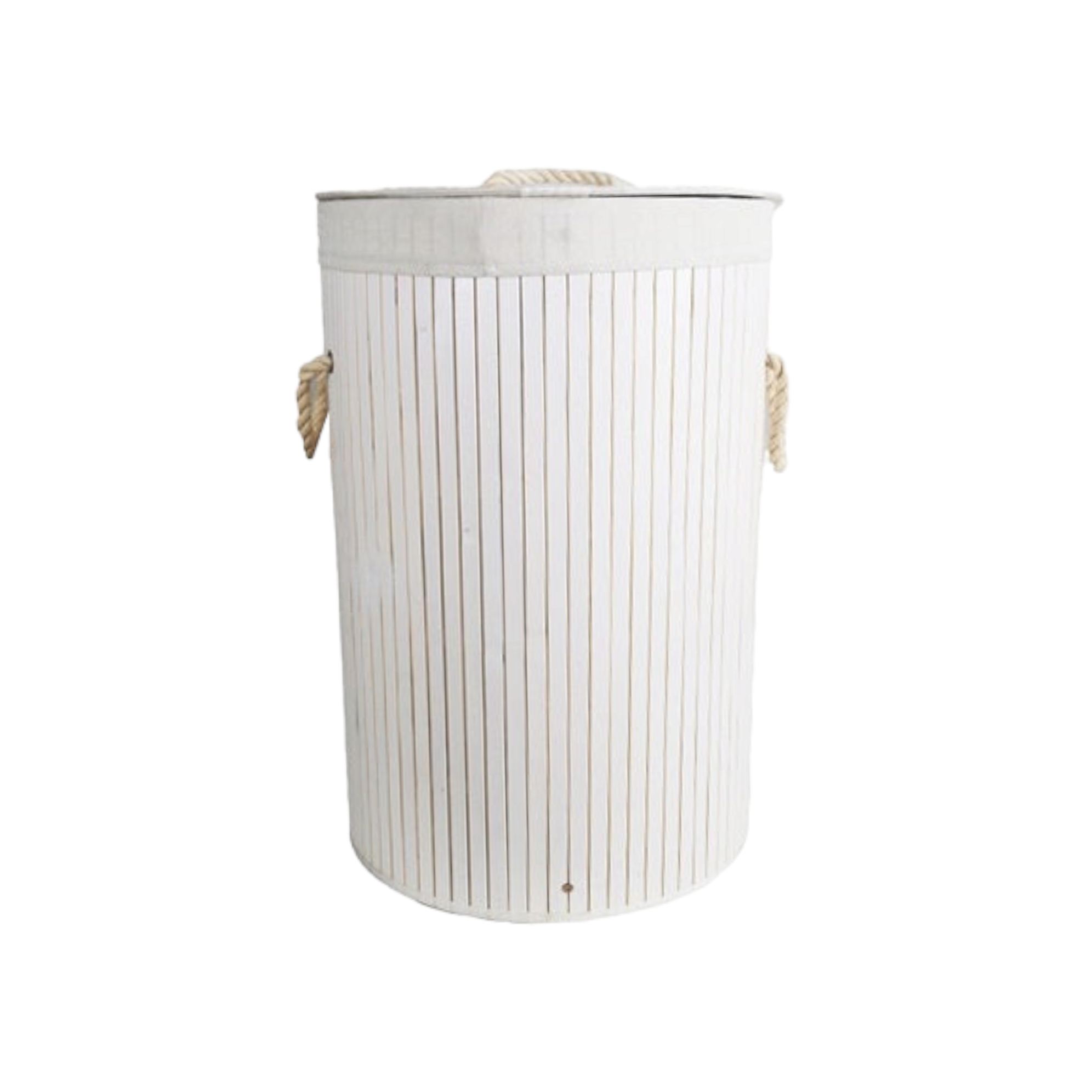 Aqua Bamboo Foldable Laundry Linen Bin Basket Round White 15694