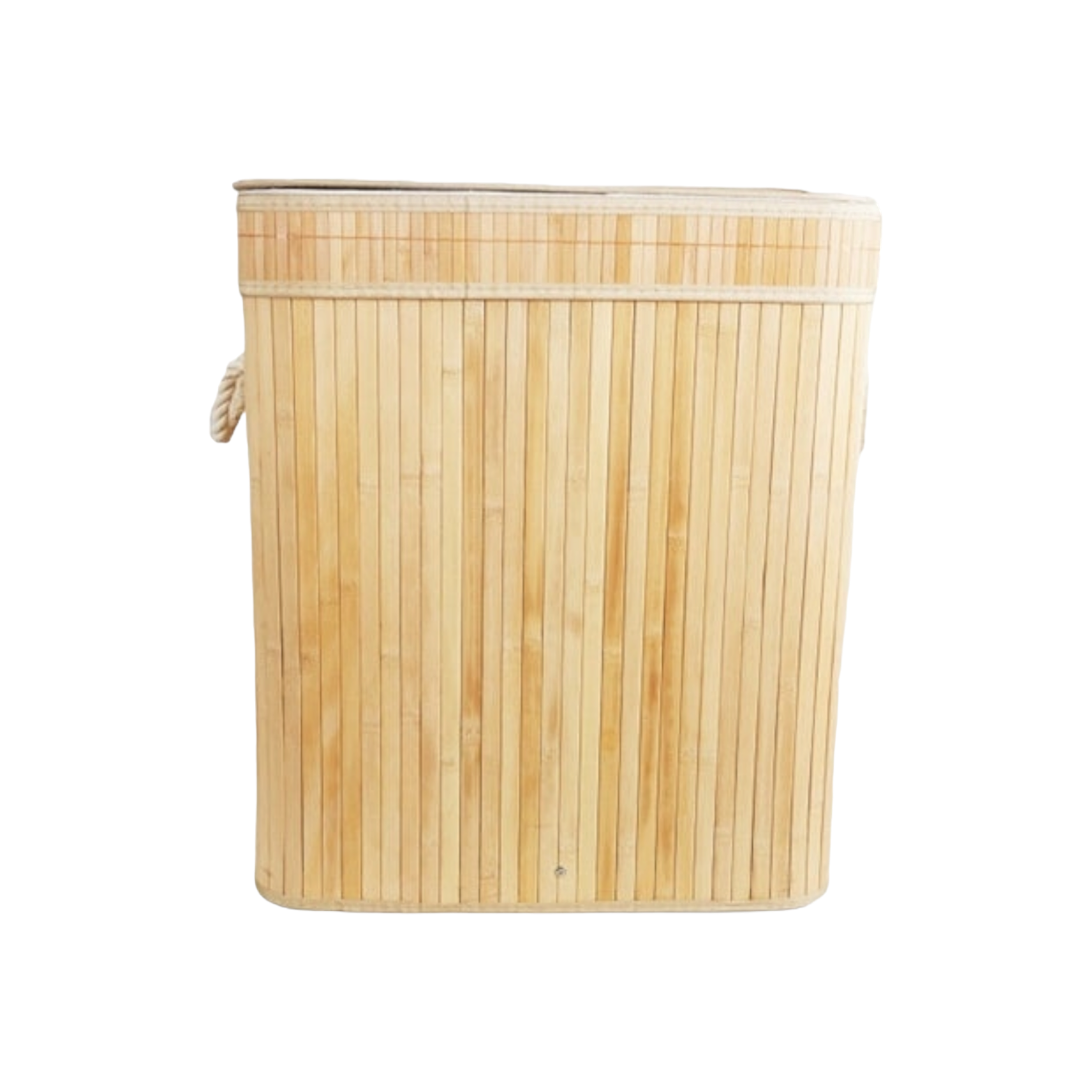 Aqua Bamboo Foldable Laundry Basket Double Rectangle Natural 15692