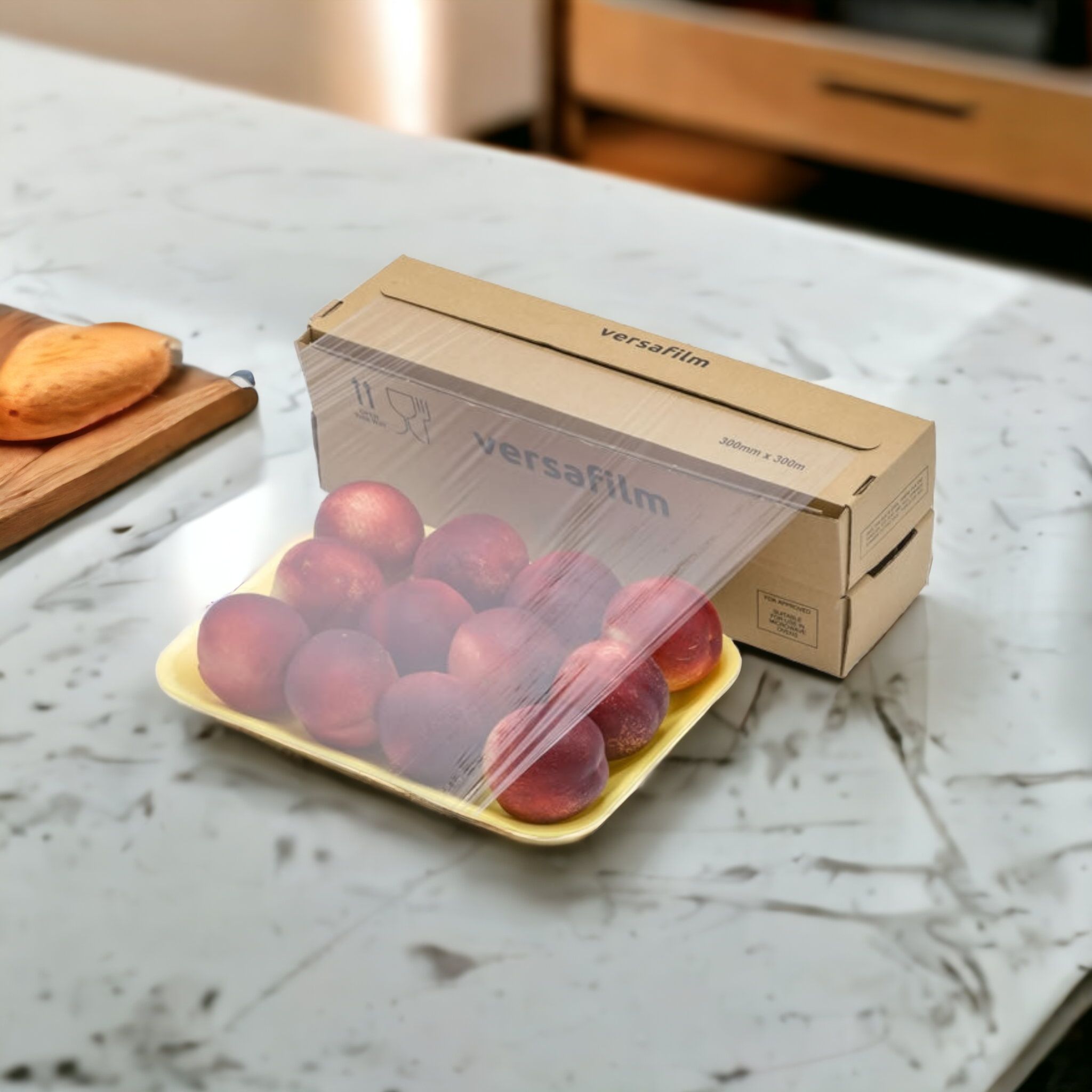 Cling Film Food Wrap 300mmx300m Roll with Dispenser Complete