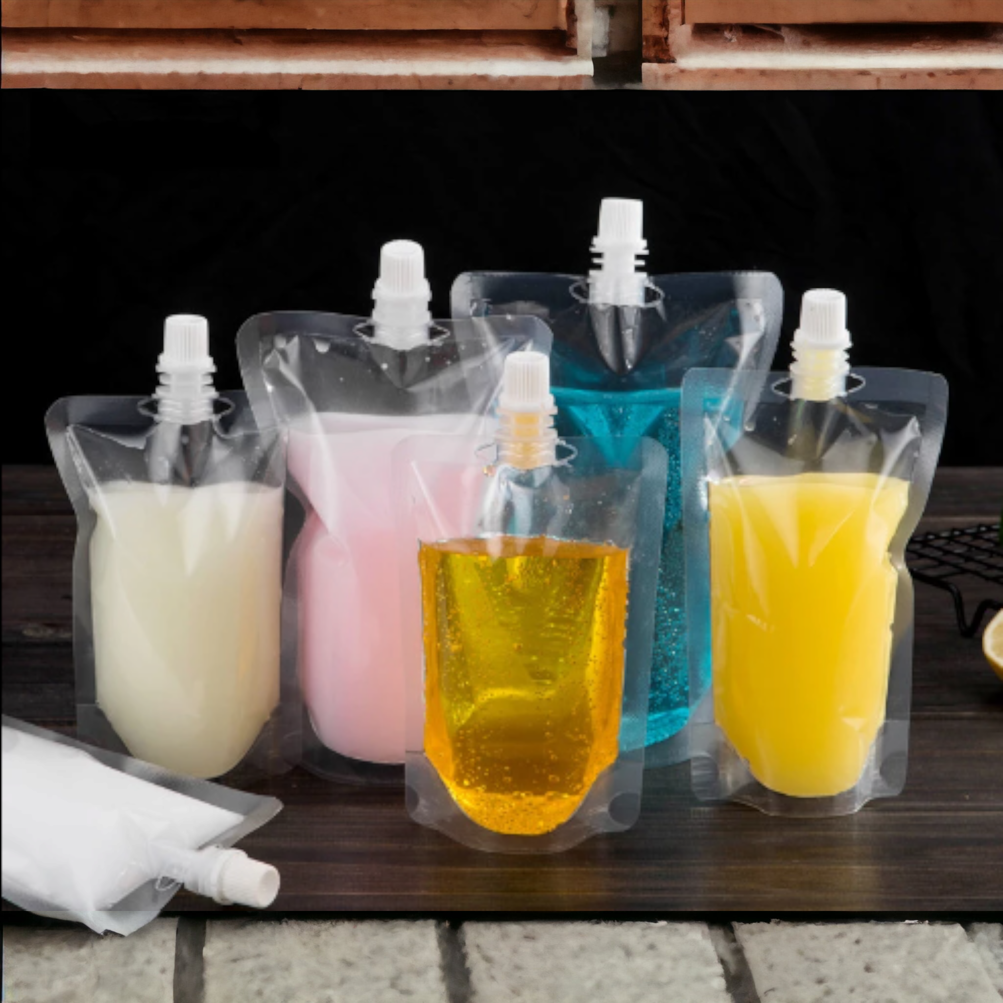 Stand-Up Pouch Bag 250ml Clear with Spout 10x16.5x3cm Resealable Beverage Packaging 100mic