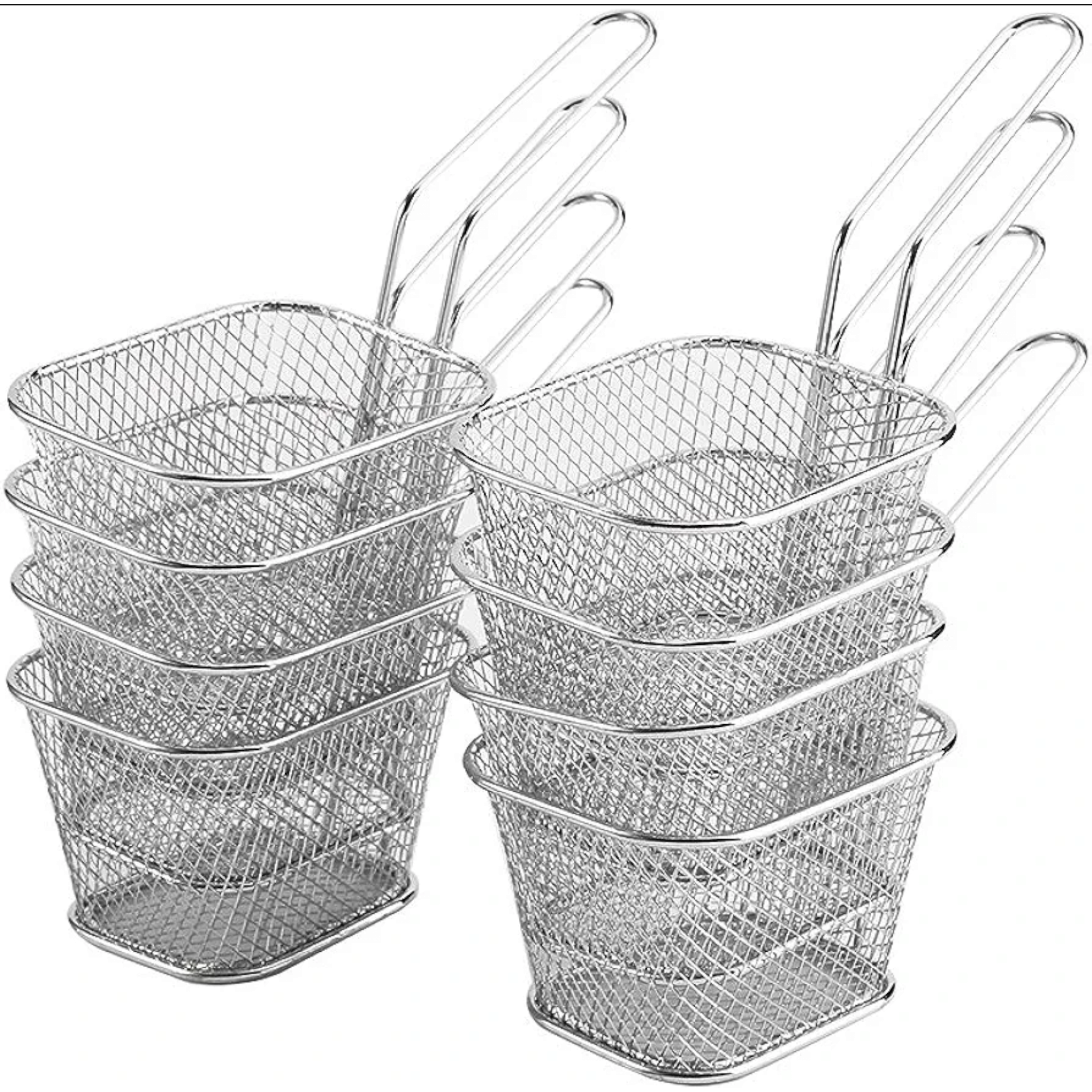 EH French Fry Chip Serving Basket Silver Large 22425