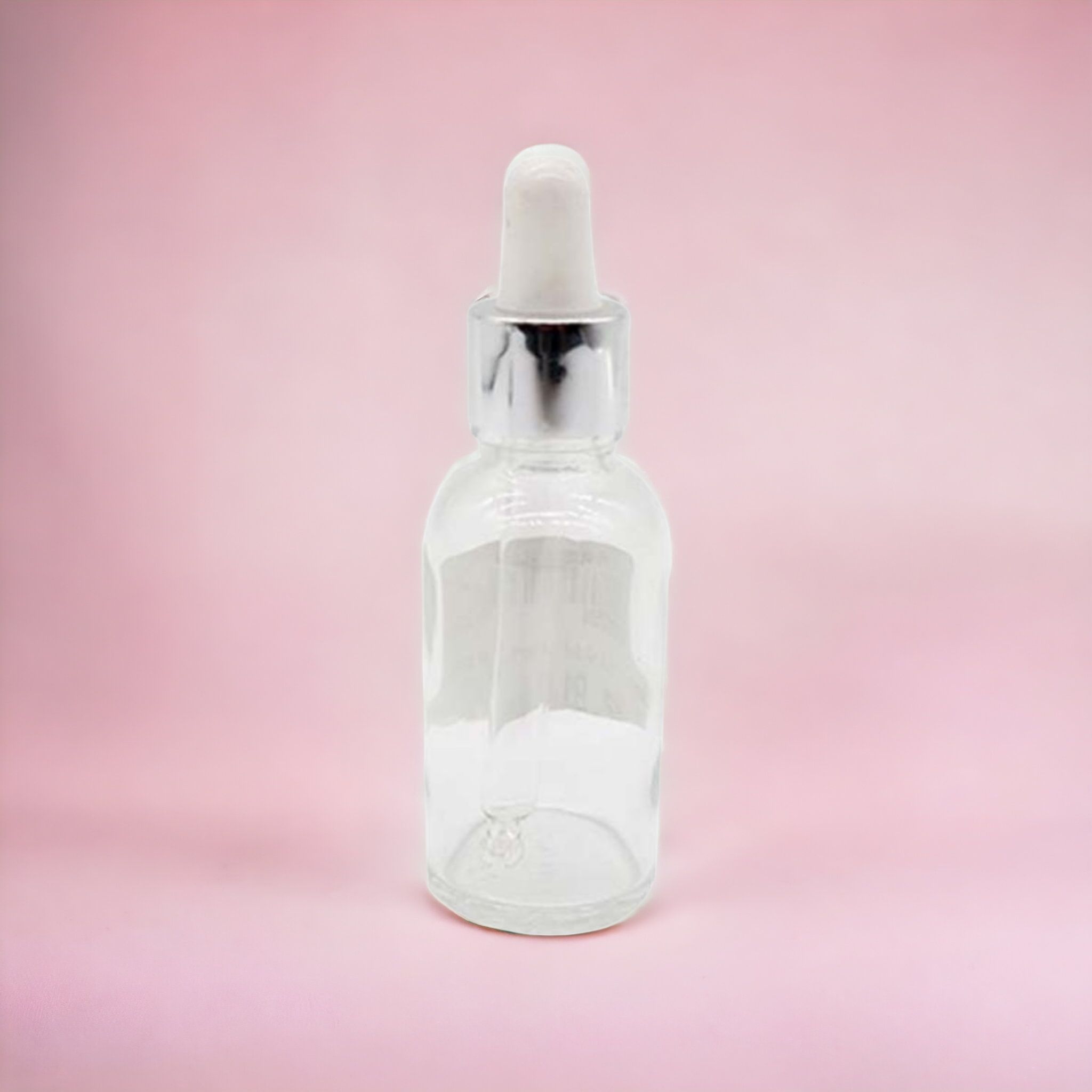 30ml Glass Dropper Bottle Clear with Silver-Gold-Black Collar Pipette Lid