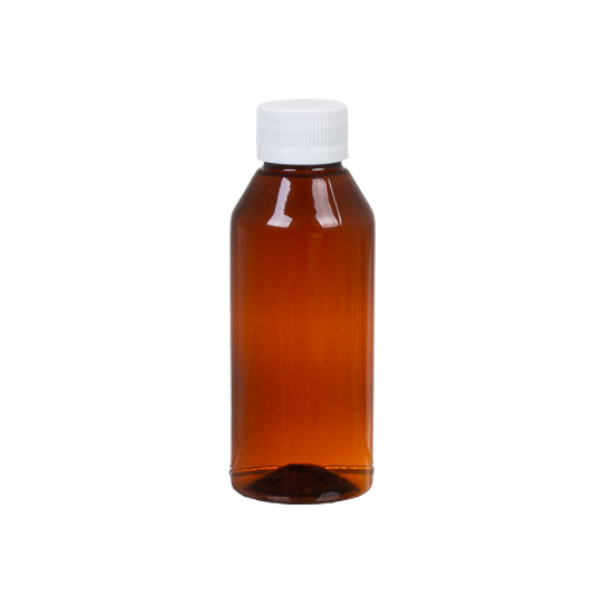 100ml Amber PVC Bottle Round Brown 100ml with White Screw Cap 28mm