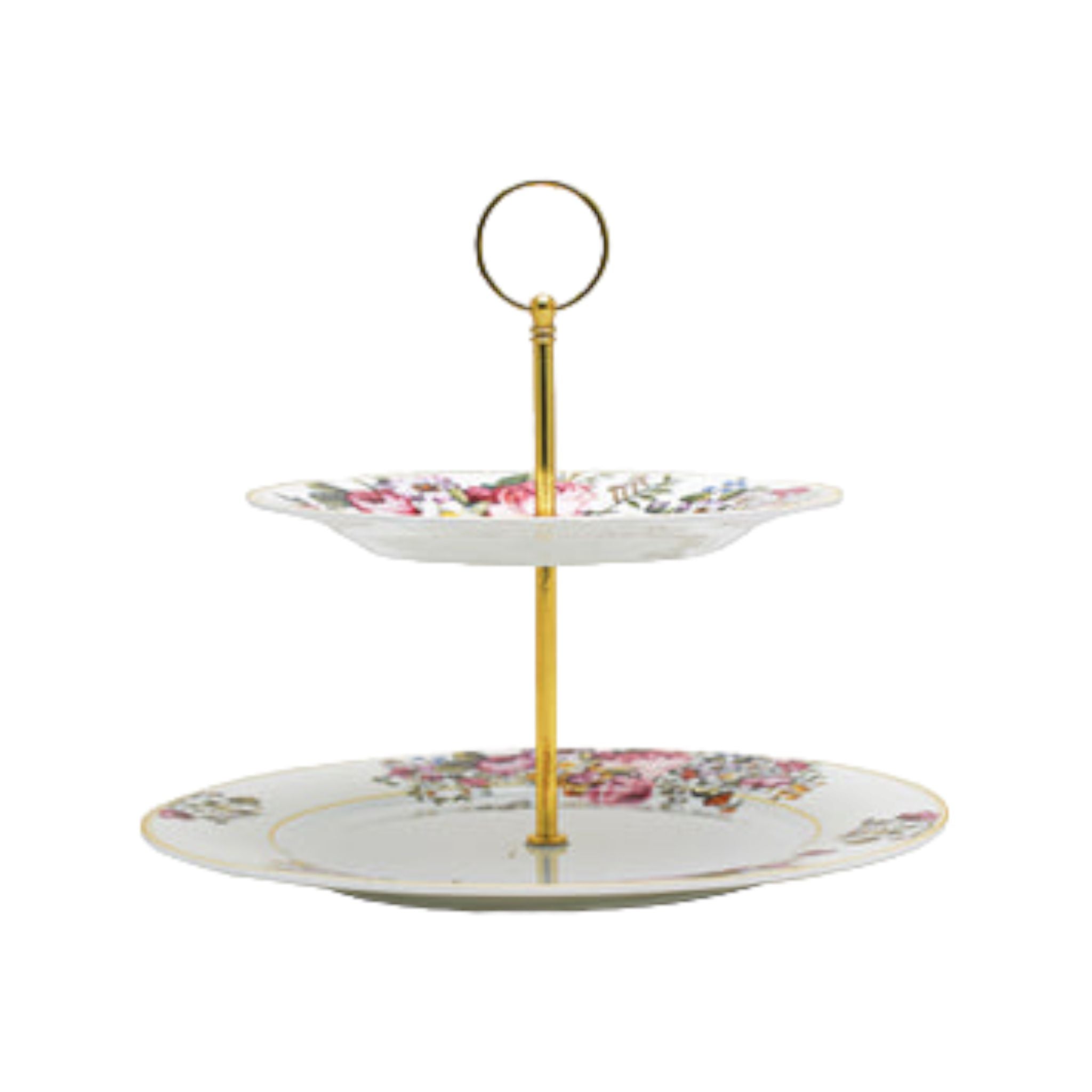 Blooming 2-Tier Serving Platter Patisserie Cake Server Stand English Rose Print 130479