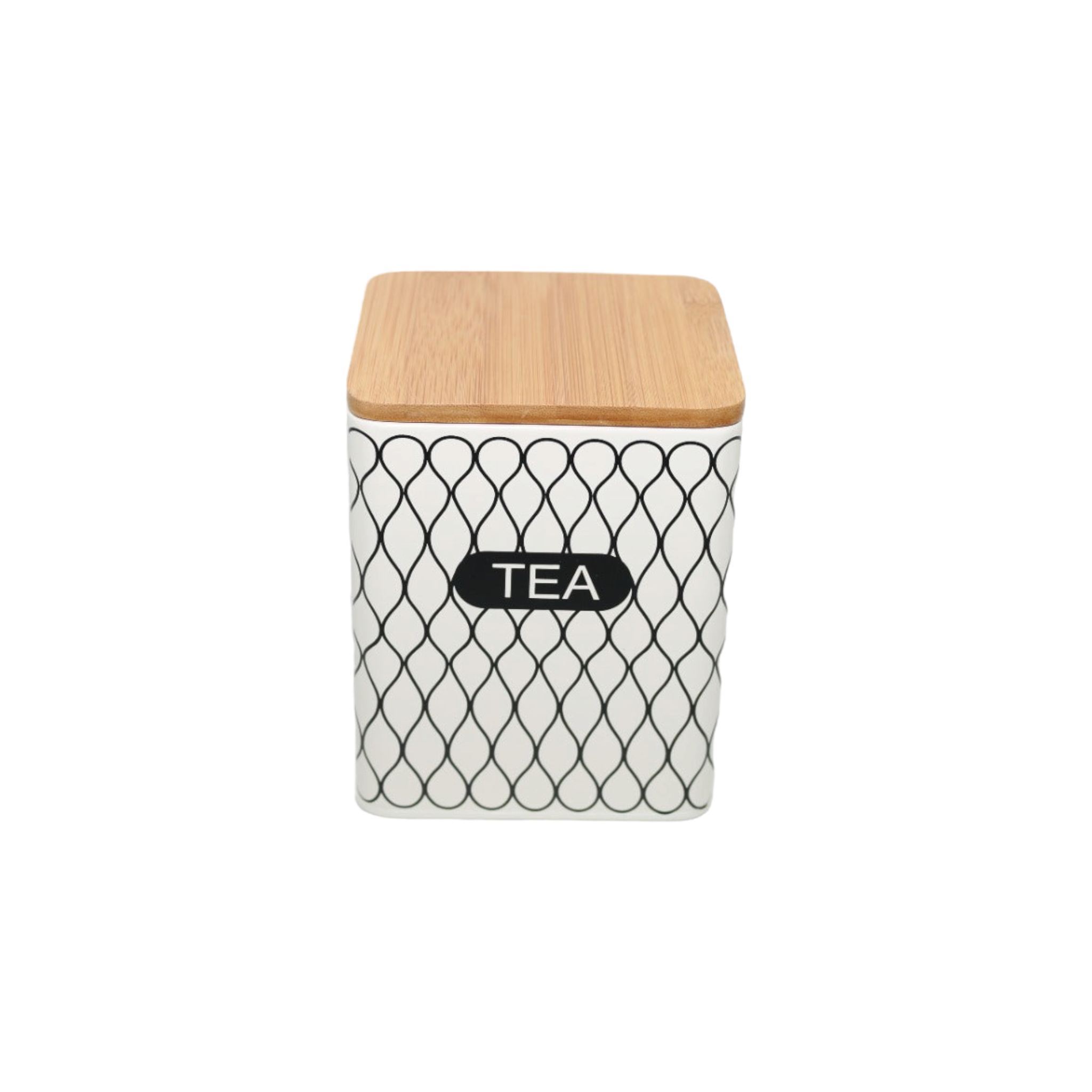 Canister Tin Tea Cream/Black Square 29793