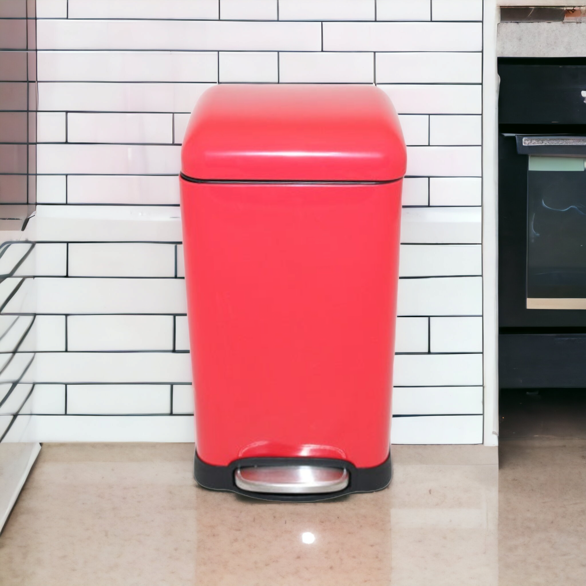 Aqua Kitchen Dustbin Red 12L 28658