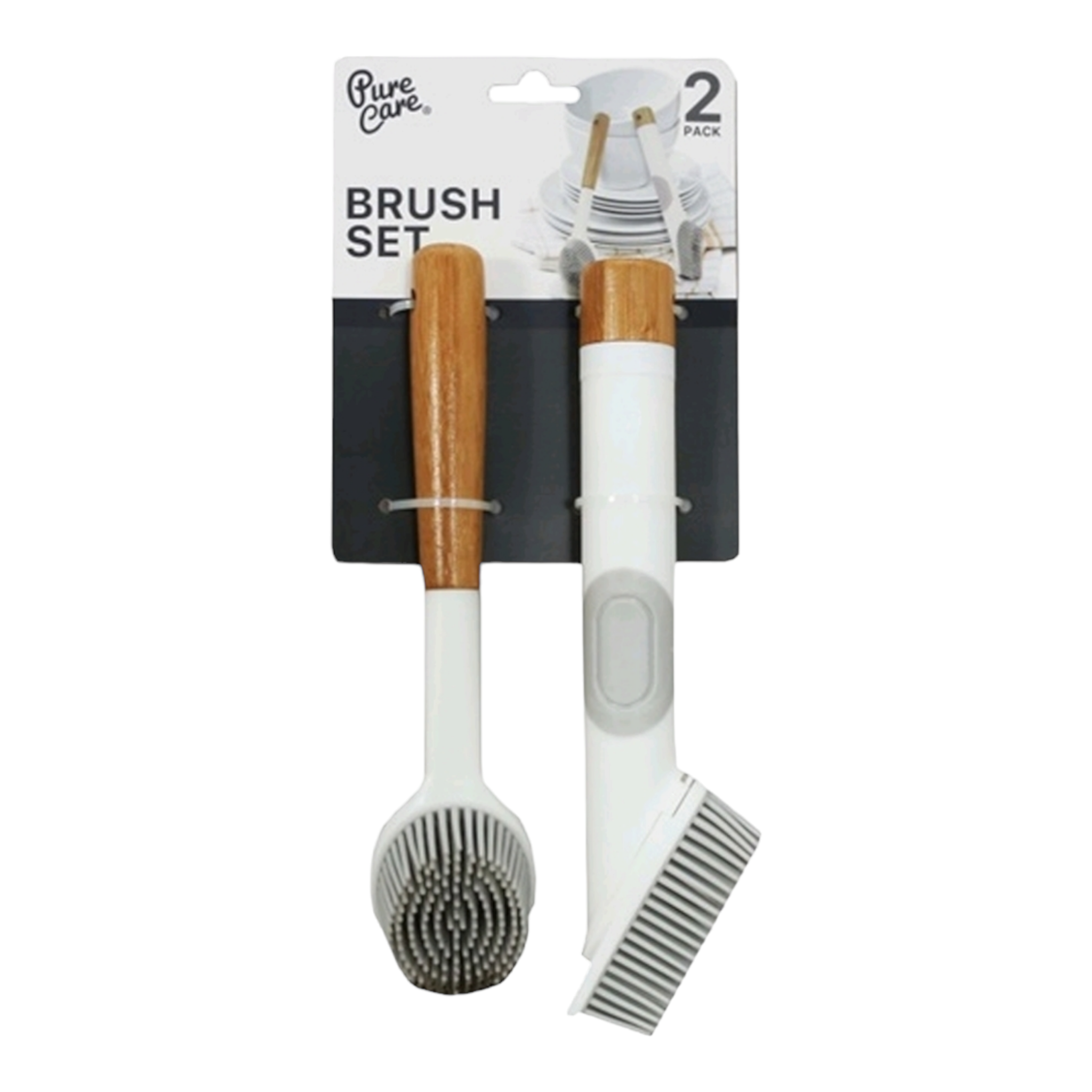 Dish Brush Set Bamboo Handle  2pc 10122