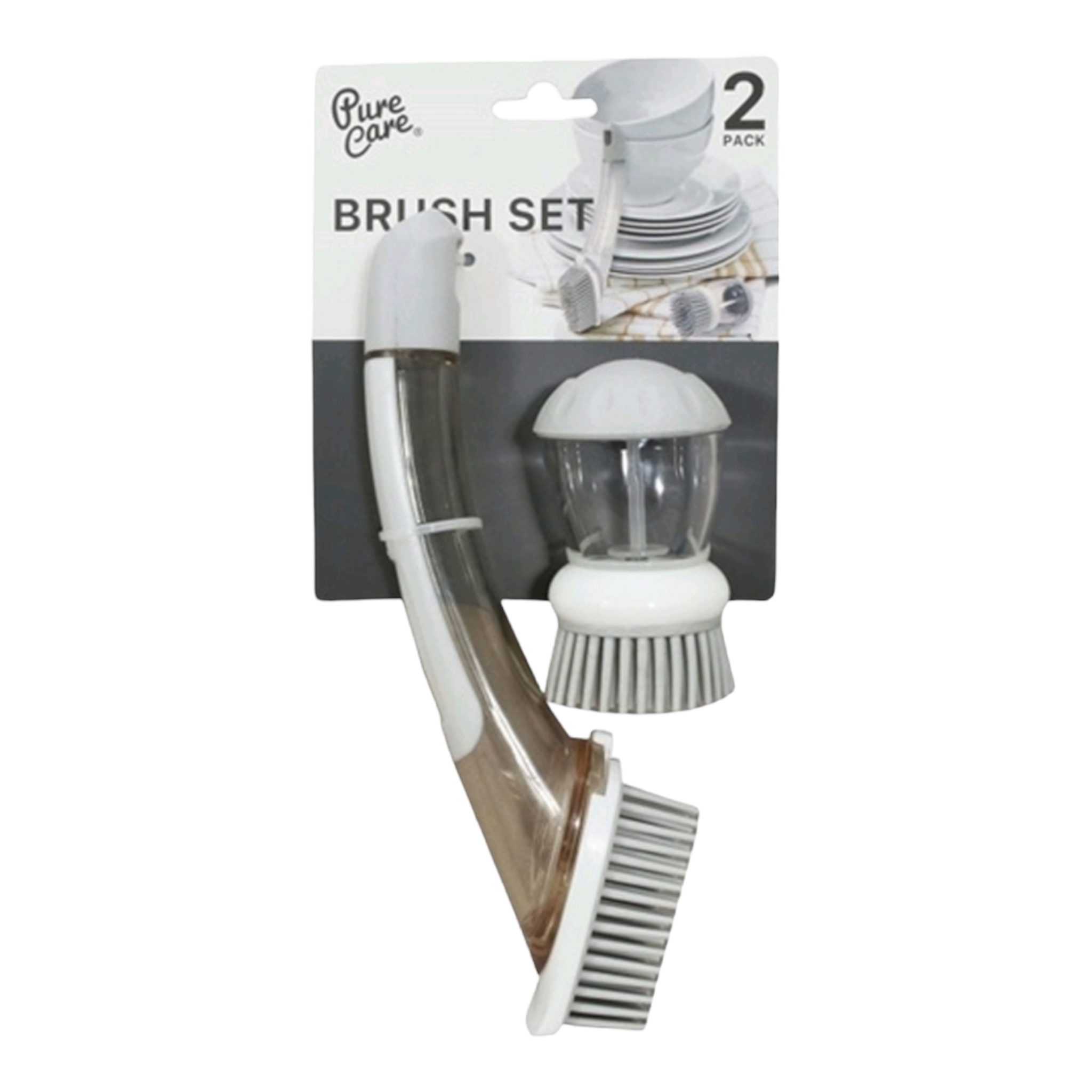 Dispensing Dish Brush Set Light Grey 2pc 10114