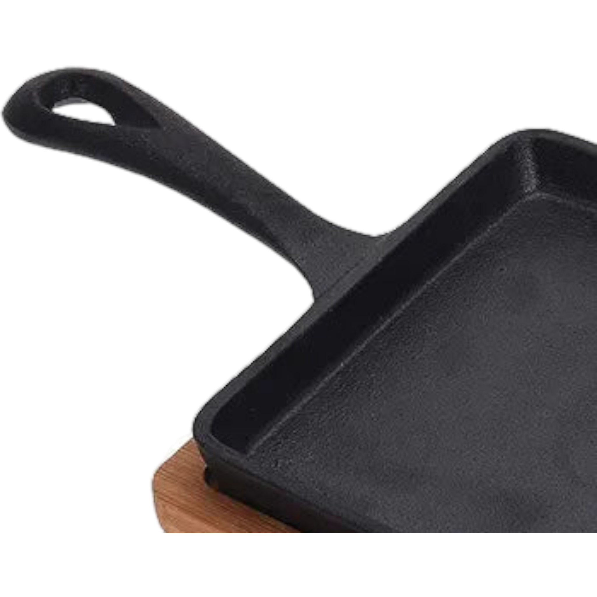 Tapas Cast Iron Pan Square Dish 24.5x15.5x5cm with Wooden Board 13157