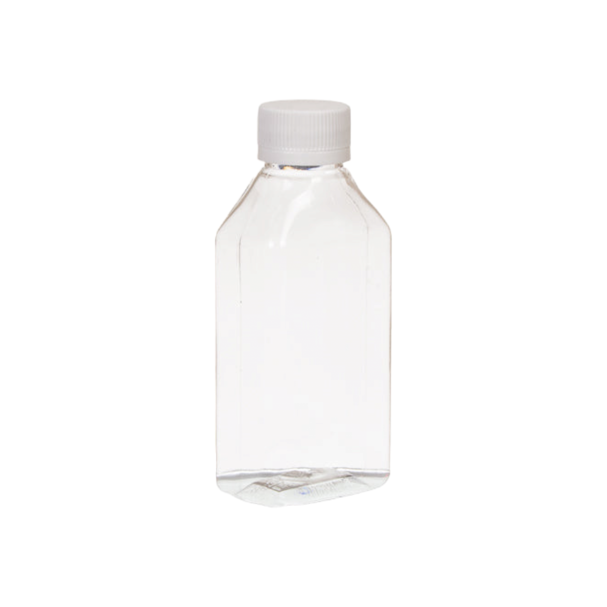 100ml PET Medical Bottle Rectangle Clear Plastic with White 24mm Screw Cap