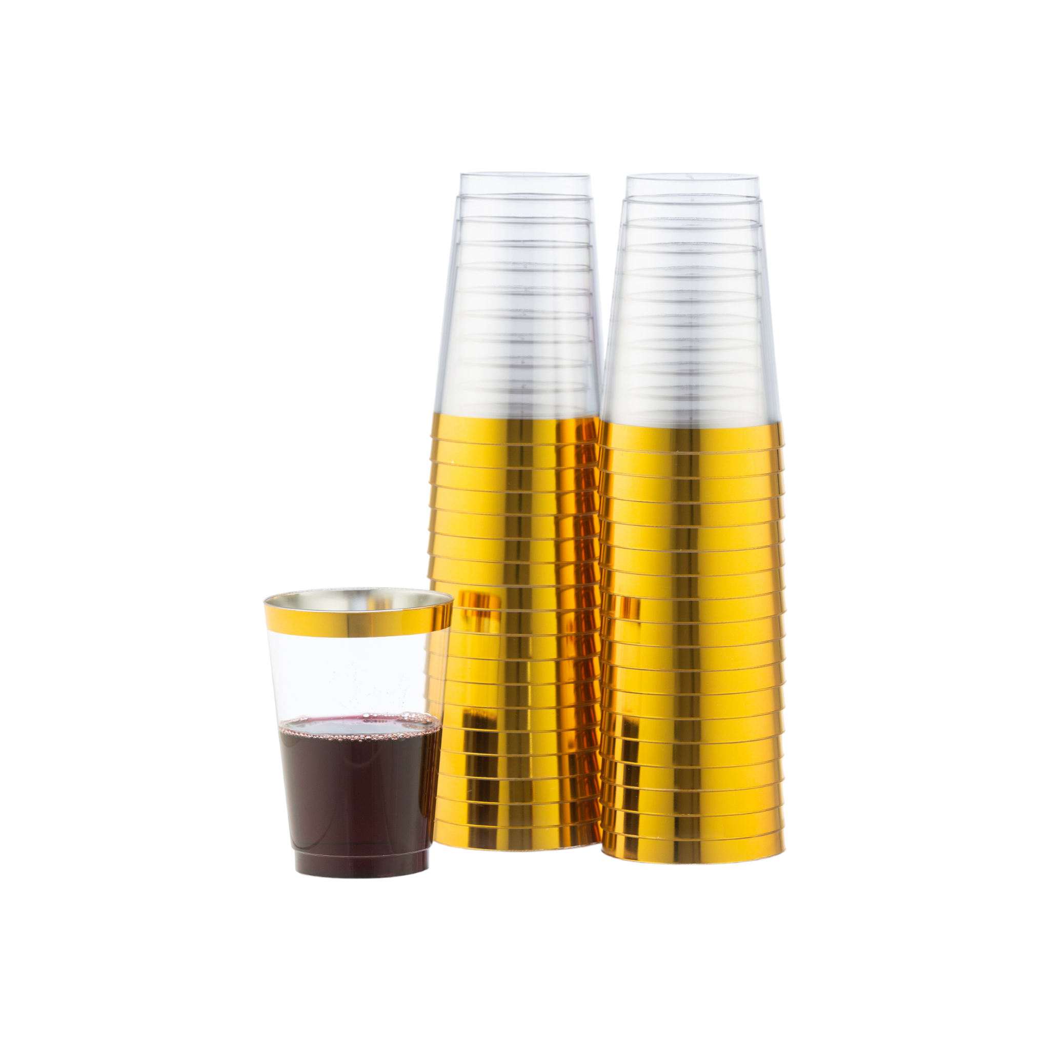 Plastic Acrylic Glass 250ml with Gold Colour Line 10pack