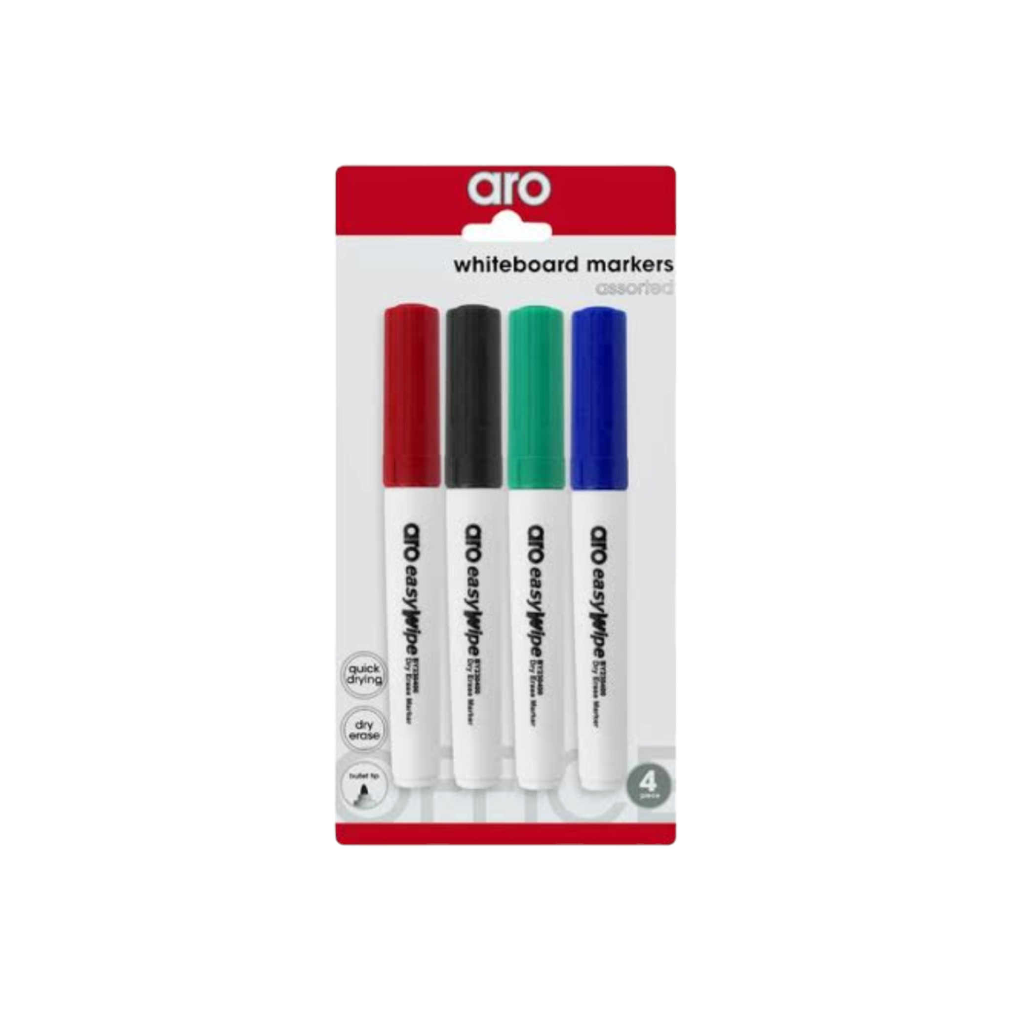 Aro Whiteboard Markers Assorted Colours 4pack