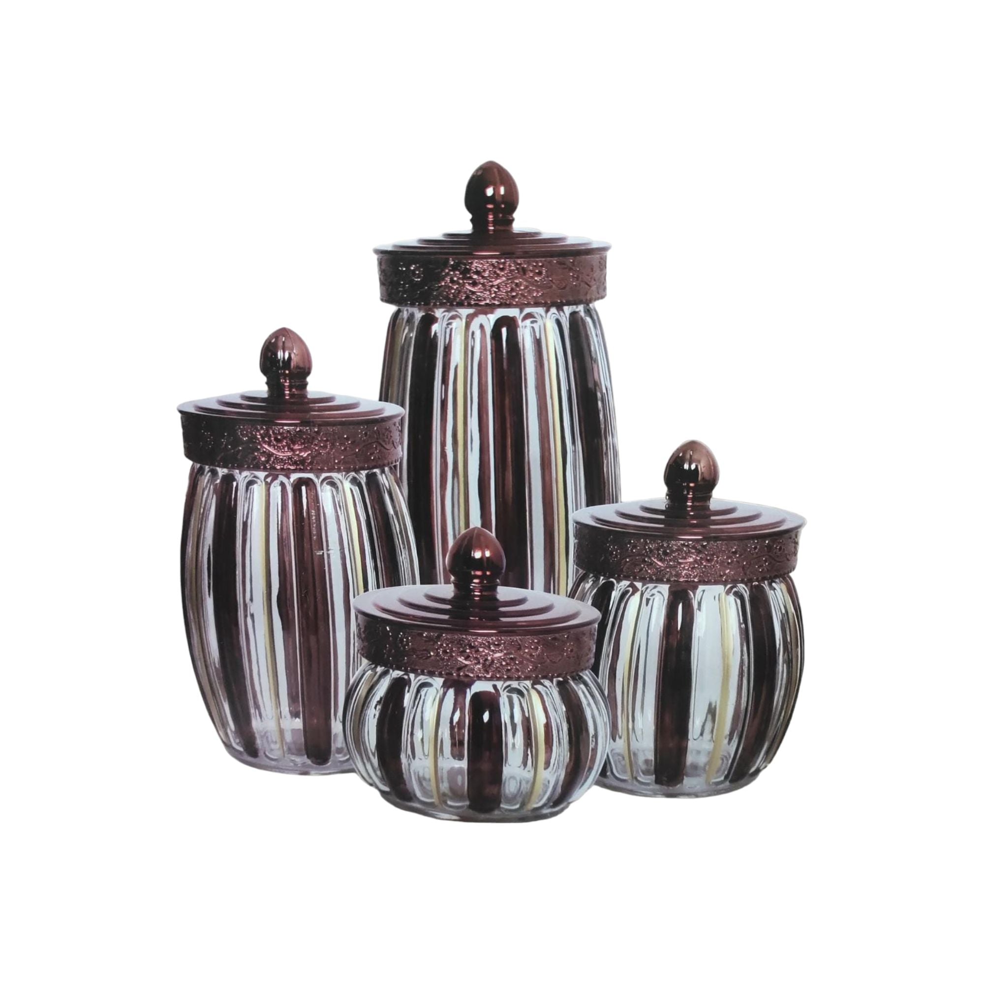 Glass Canister Jars Bronze 4pc Set 545