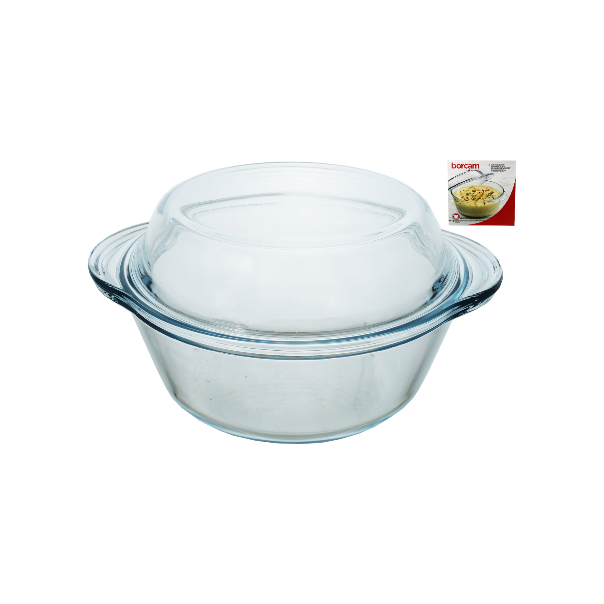Borcam Glass Serving Dish Casserole 840ml Round with Cover 23079