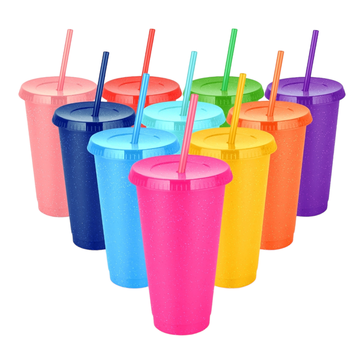 650ml Reusable Glitter Smoothie Cup with Lid & Straw