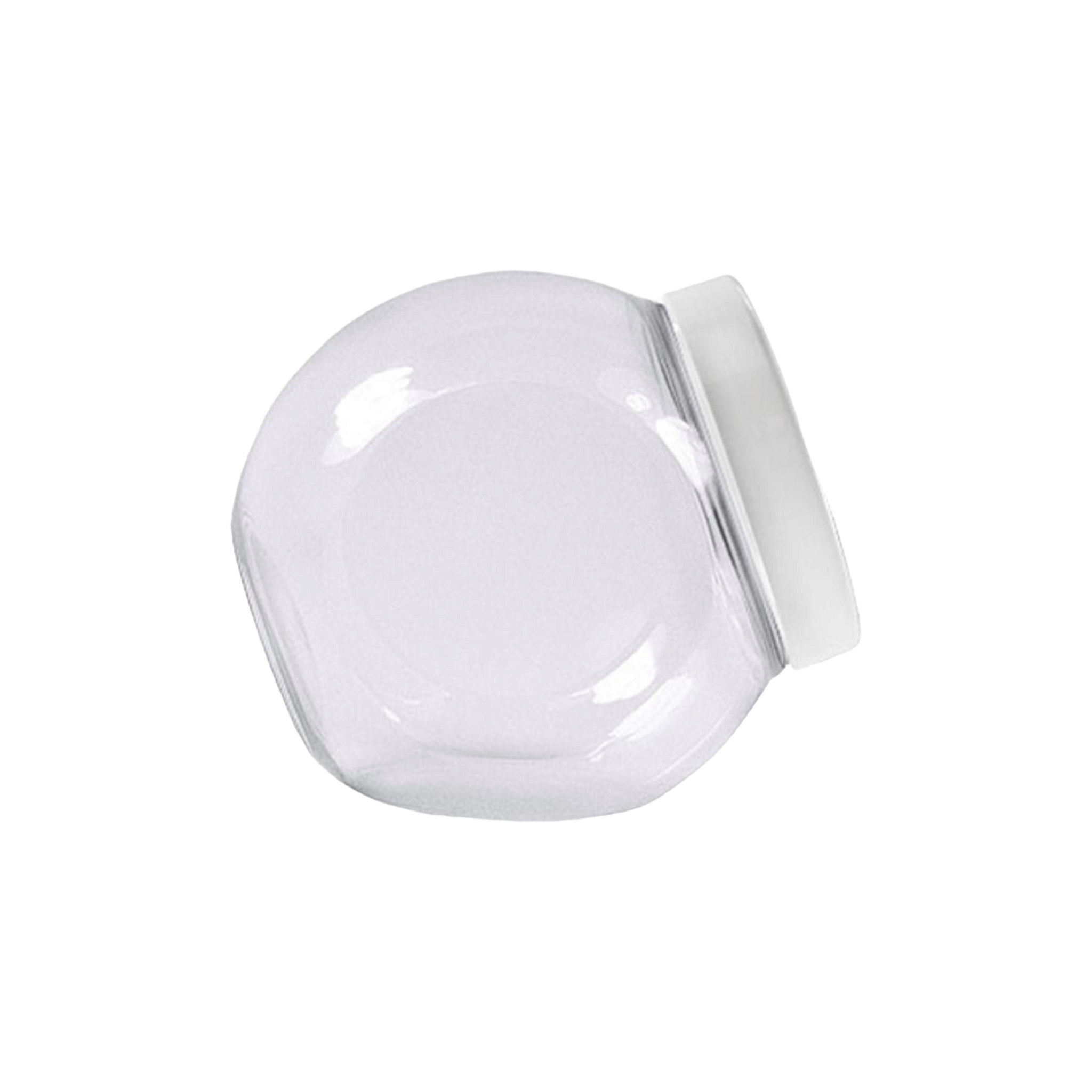 Plastic Spherical Angled Jar Round Bottle with White Lid