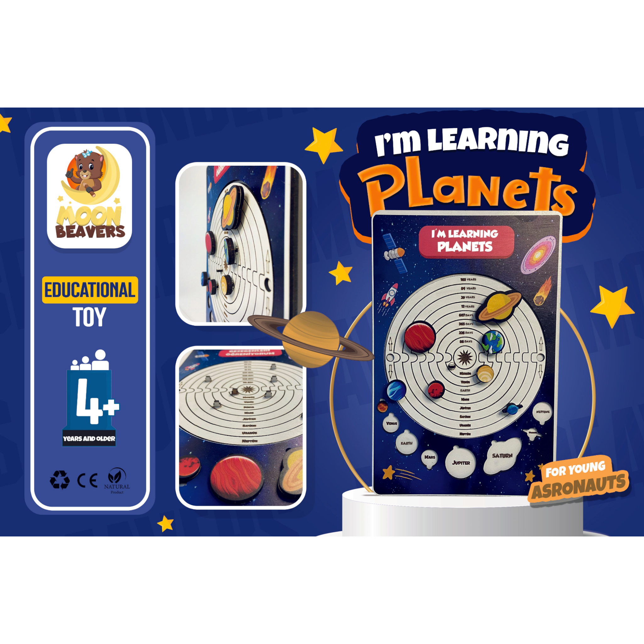 Educational Toy I am Learning Planets Puzzle 20x20cm MB52