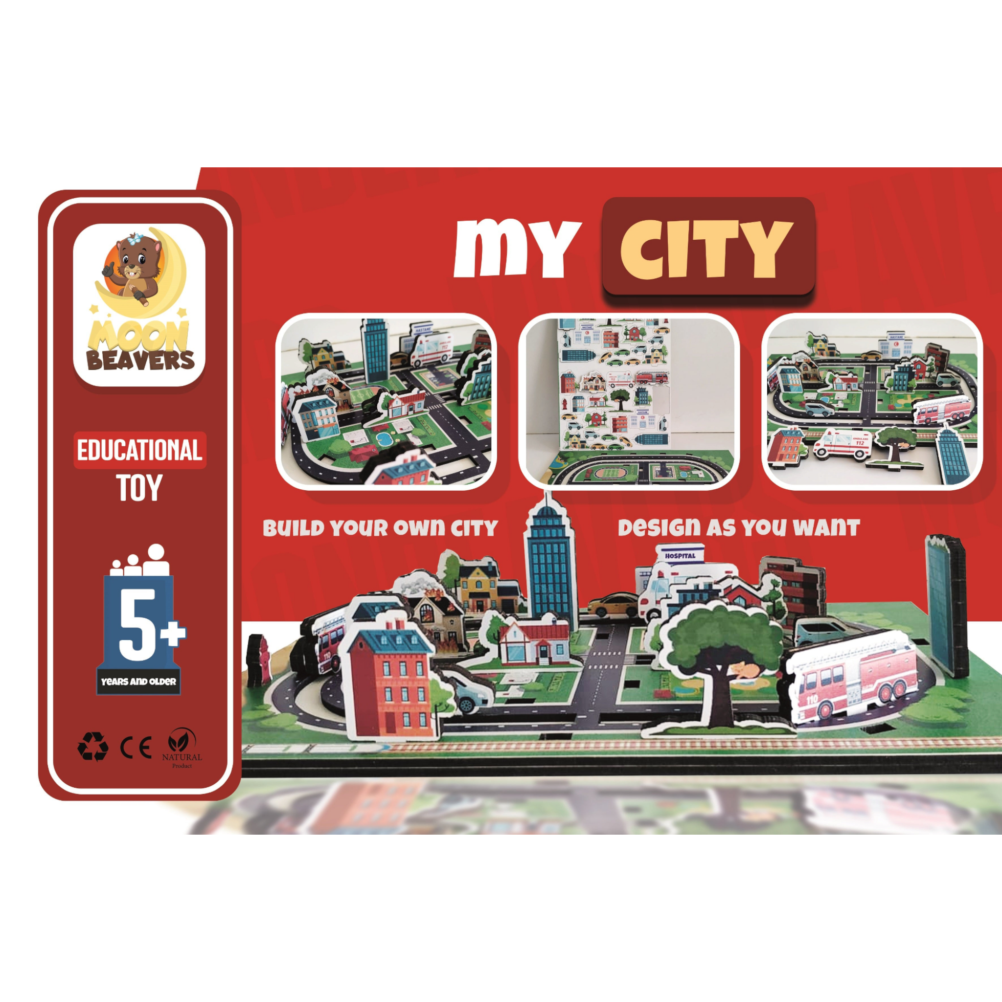 Educational Toy Build My City Puzzle Boad 20x20cm MB63