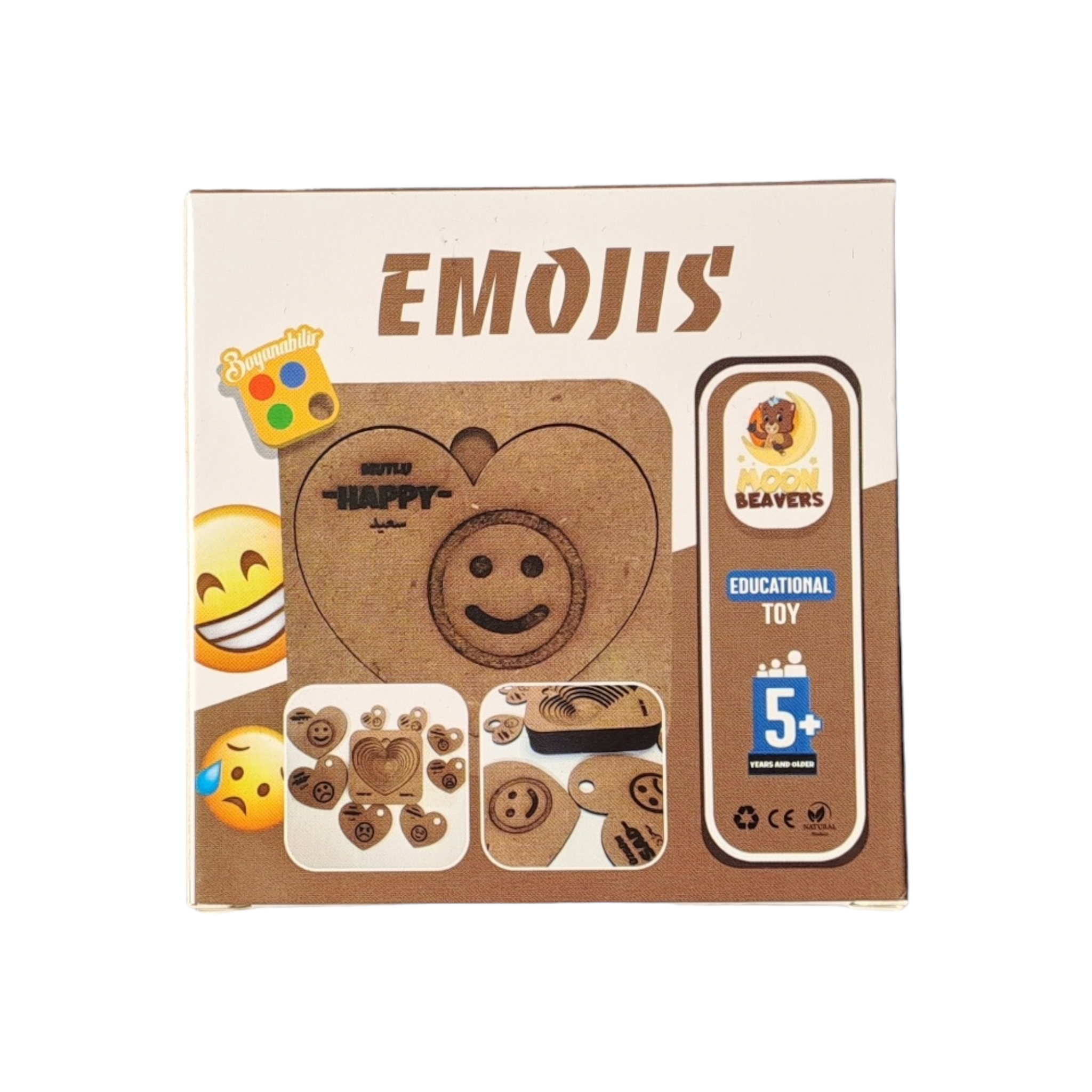 Educational Toy Wooden Emojis Puzzle 10x10cm MB60