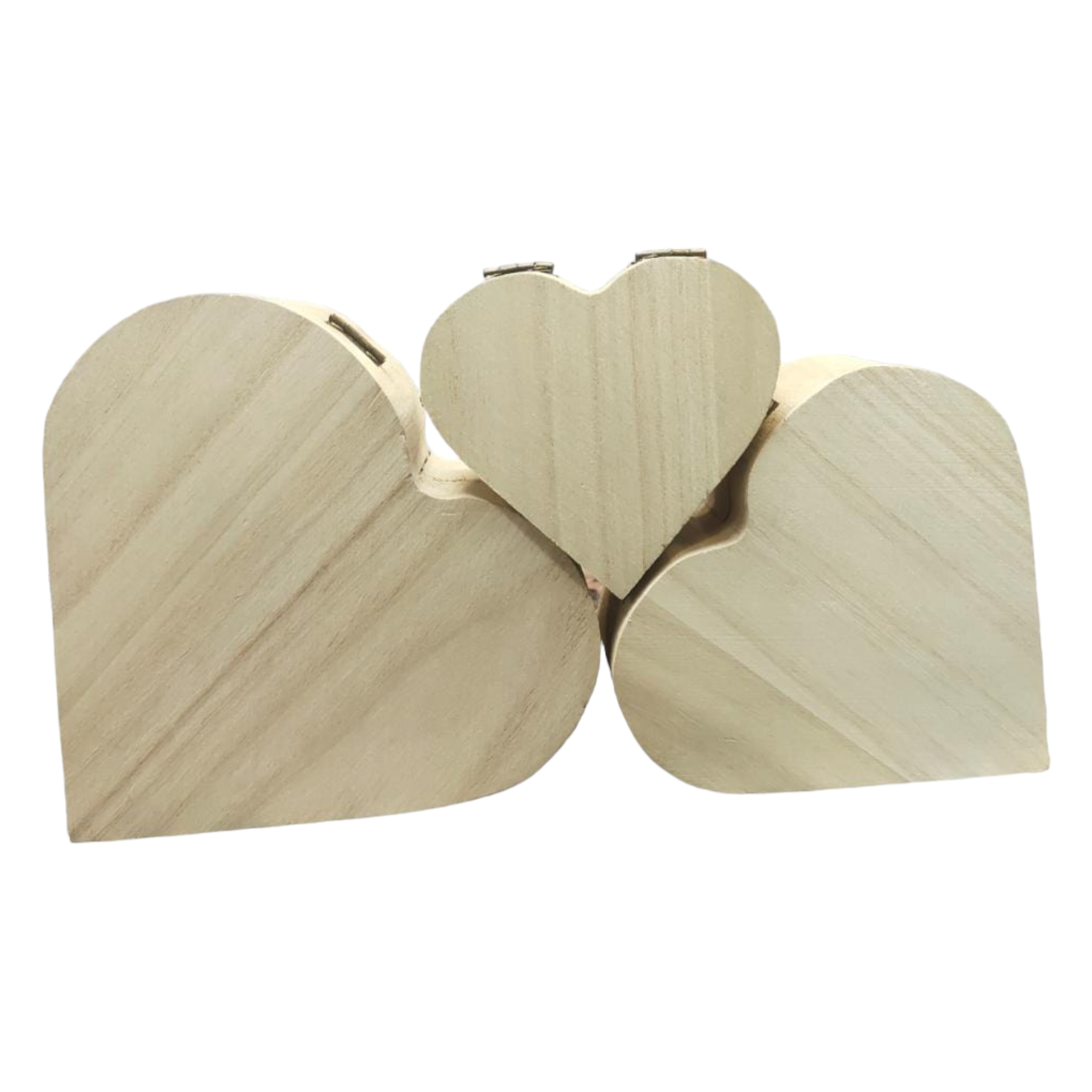 Wooden Jewellery Gift Box 3pc Set Heart Shape