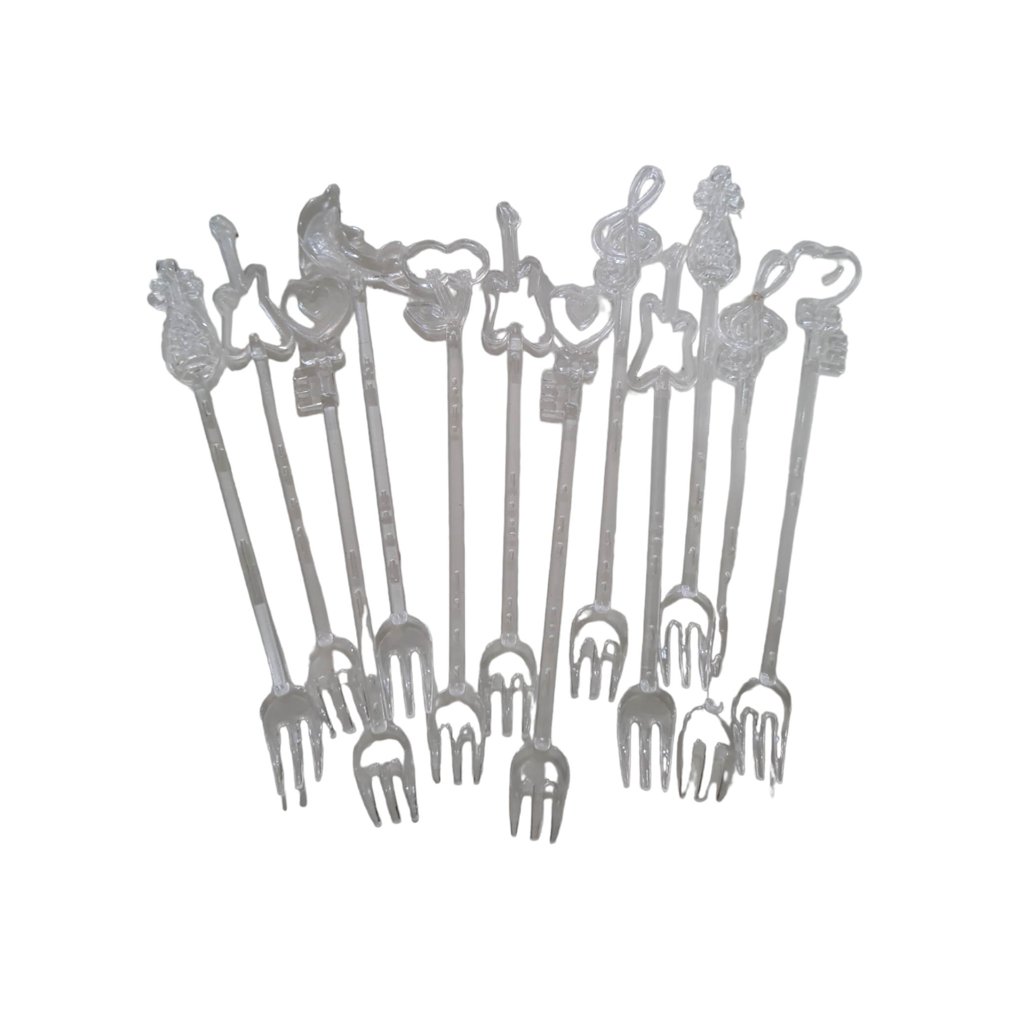 Cocktail Party Fork Sticks Clear 12pc Musical