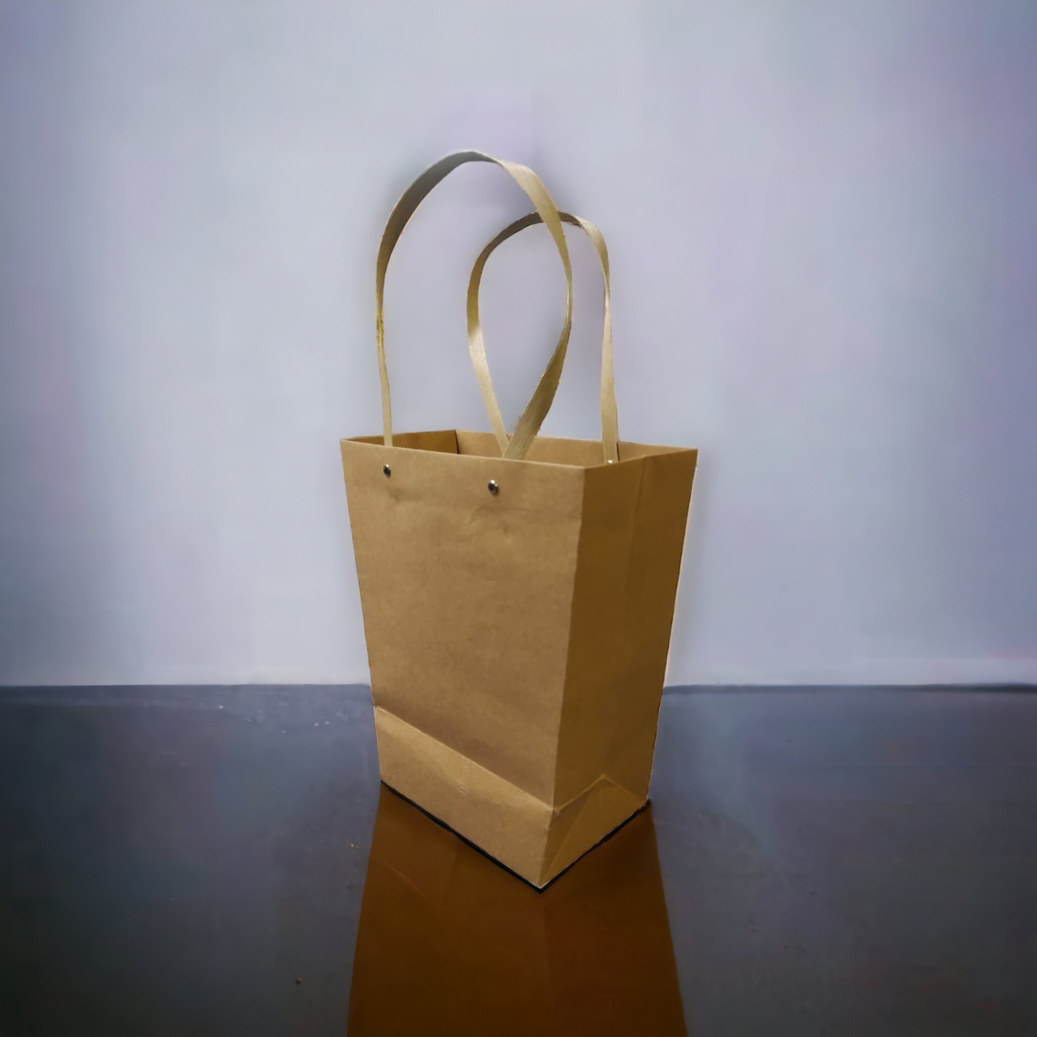 Kraft Paper Shopping Bag with Carry Handle Small 22.5x17.5x12xH-18cm